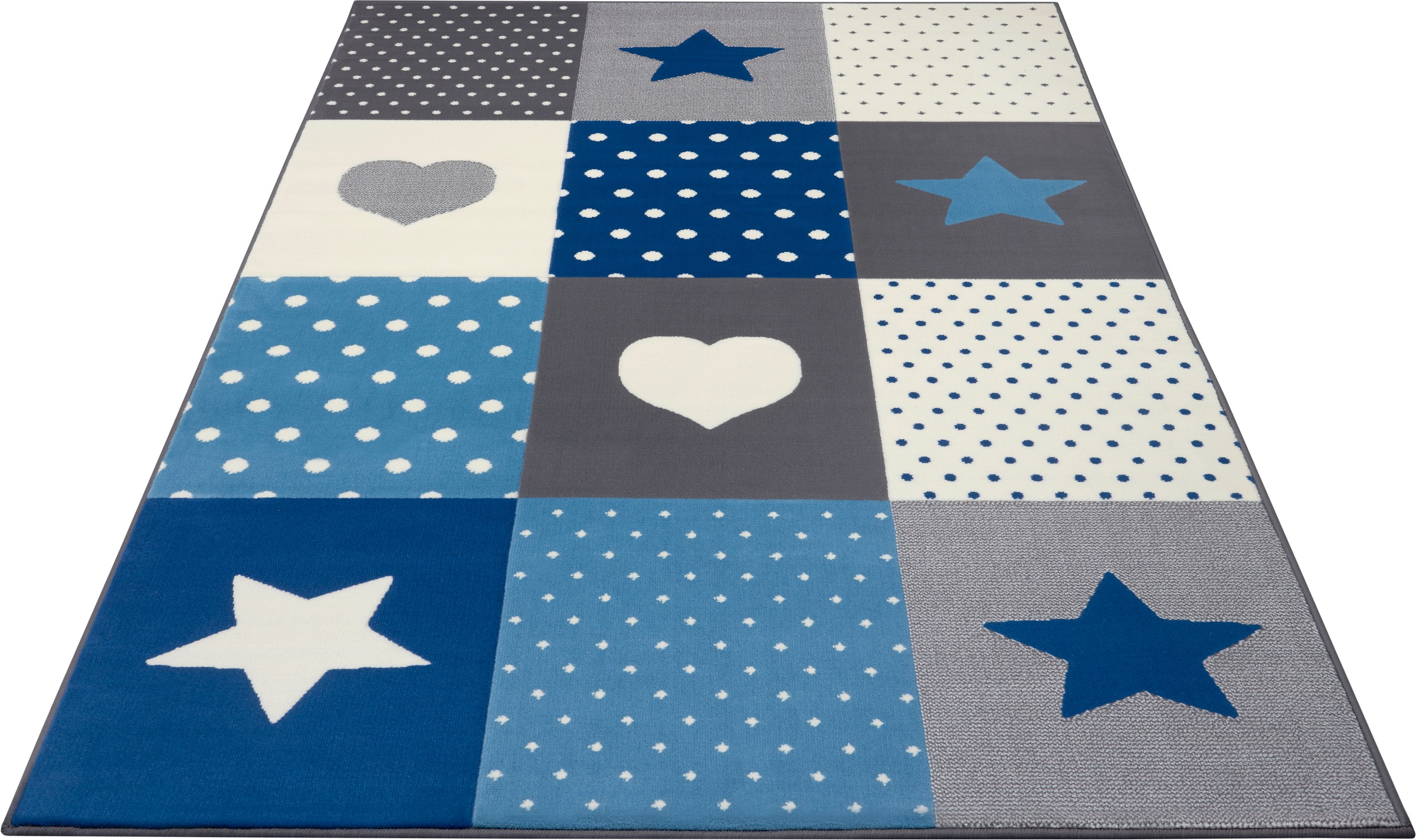 Image of HANSE Home Kinderteppich »Pretty Patchwork«, rechteckig, 9 mm Höhe, Stern, Herz Motiv, Kurzflor, Kinderzimmer, Strapazierfähig, Pflegeleicht, Robust, Patchwork bei Ackermann Versand Schweiz