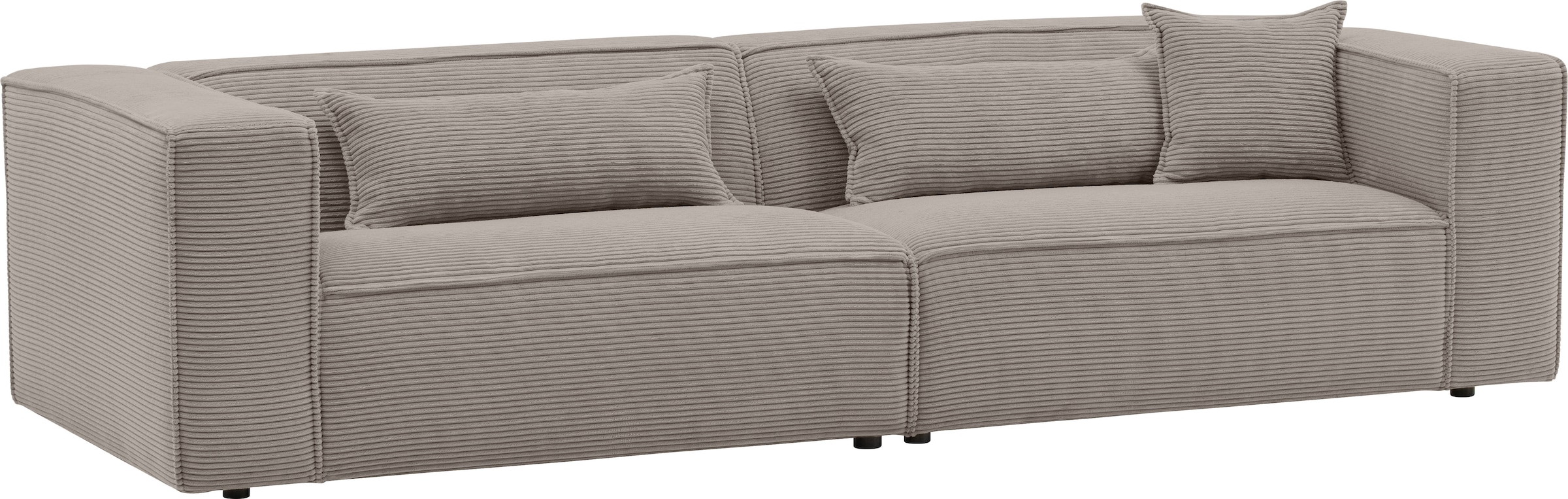 LeGer Home by Lena Gercke 3-Sitzer »PIARA, Couch mit Kedernaht, Sofa in Cord, Leinenoptik o. Strukturstoff«, schwarze Füsse, bequemer Sitzkomfort