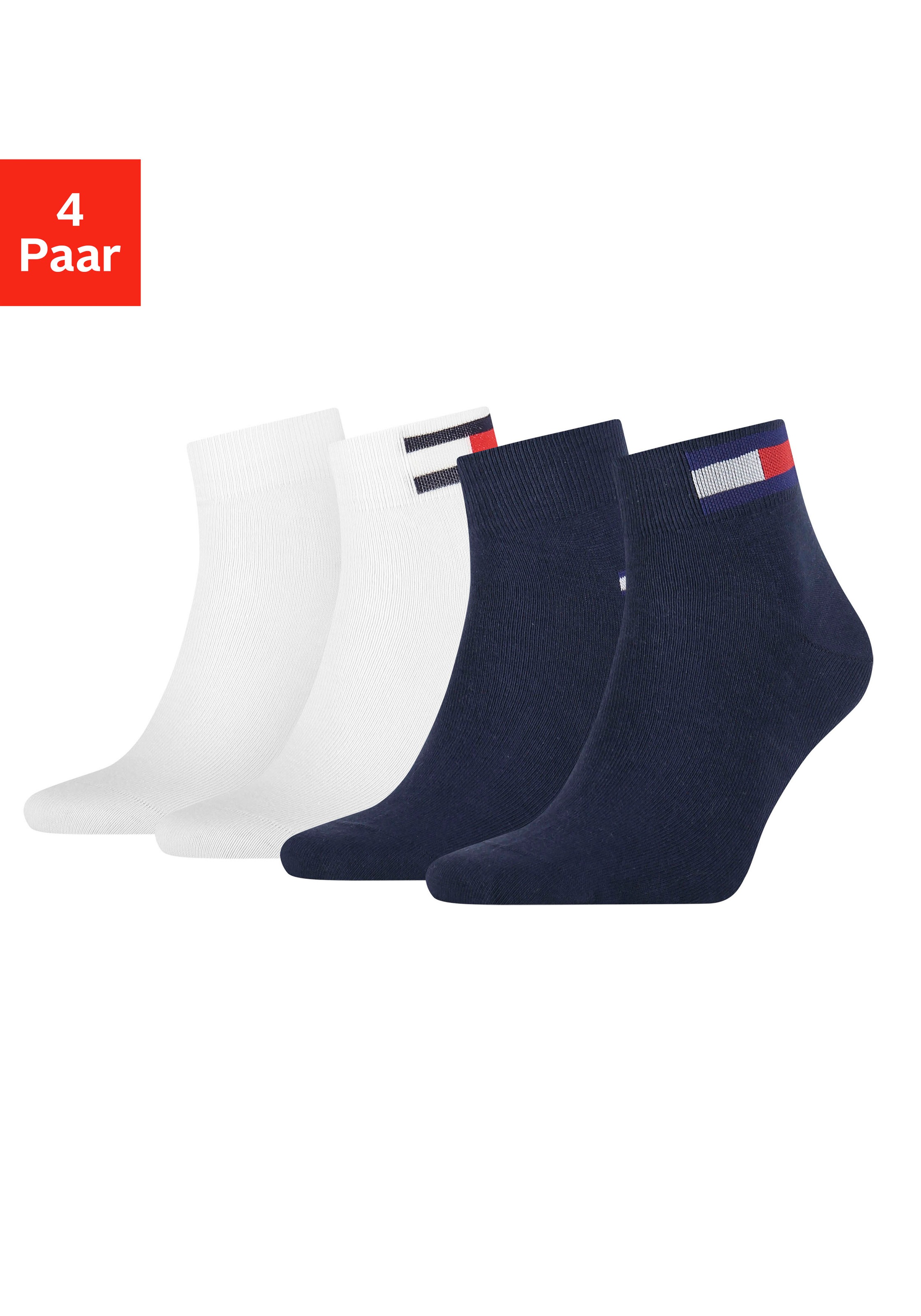Image of Tommy Hilfiger Kurzsocken »Quarter 4P Flag«, (4 Paar), mit eingestricktem Markenlogo bei Ackermann Versand Schweiz