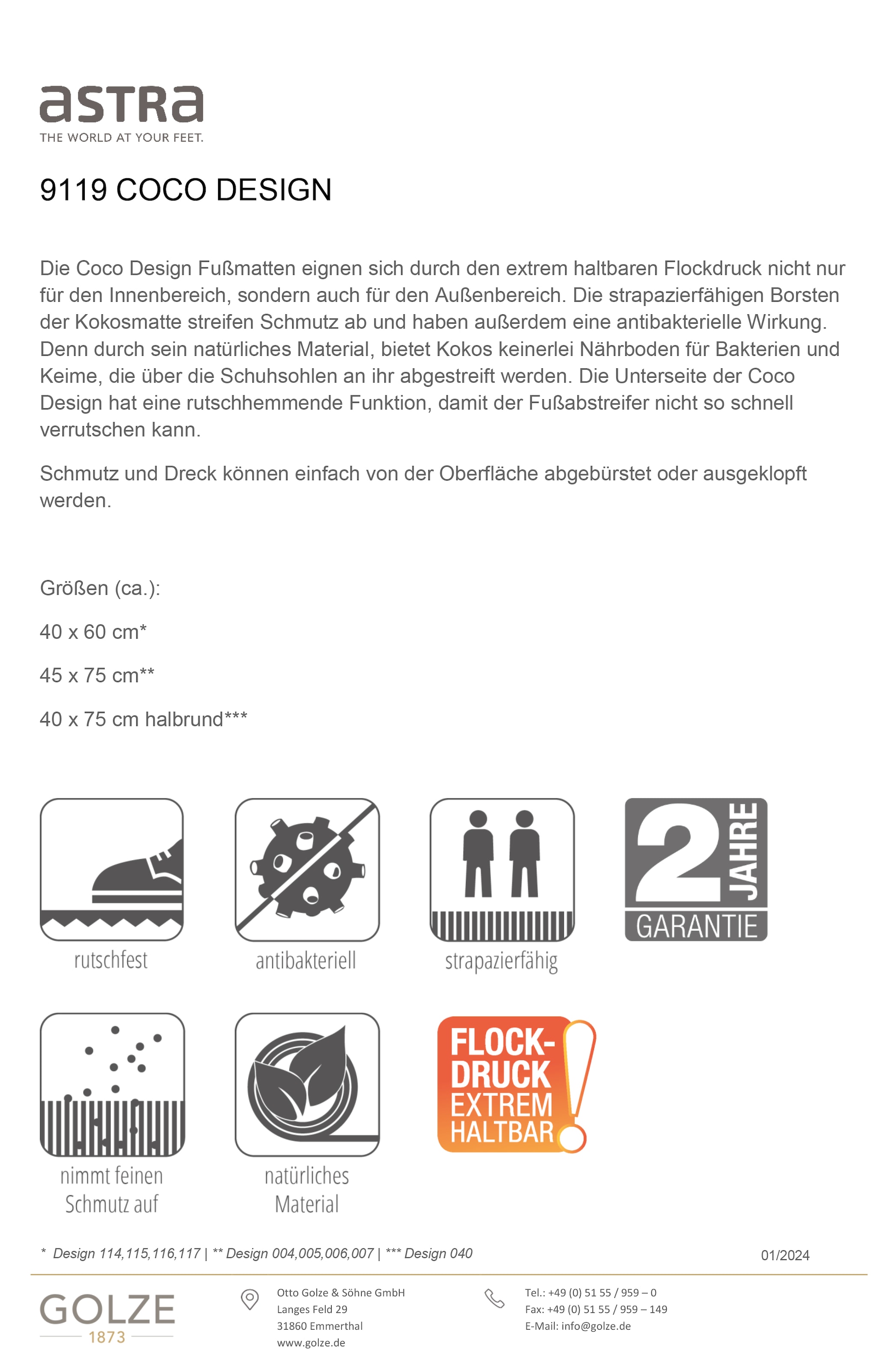 ASTRA Fussmatte »Coco Design 120« Motivform 14 mm Höhe Kokos, Katze, Türmatte, rutschfest, Motivform