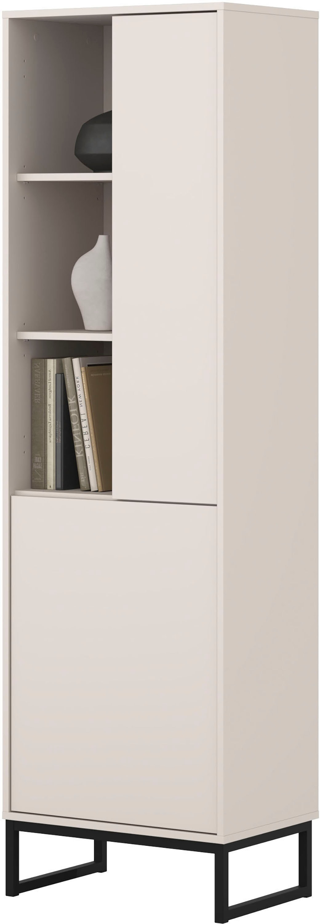 GOODproduct Vitrine »Loft, Höhe 180 cm, moderne grifflose Standvitrine mit 2 Türen« Hochschrank mit viel Stauraum, verstellbaren Einlegeböden, Regal