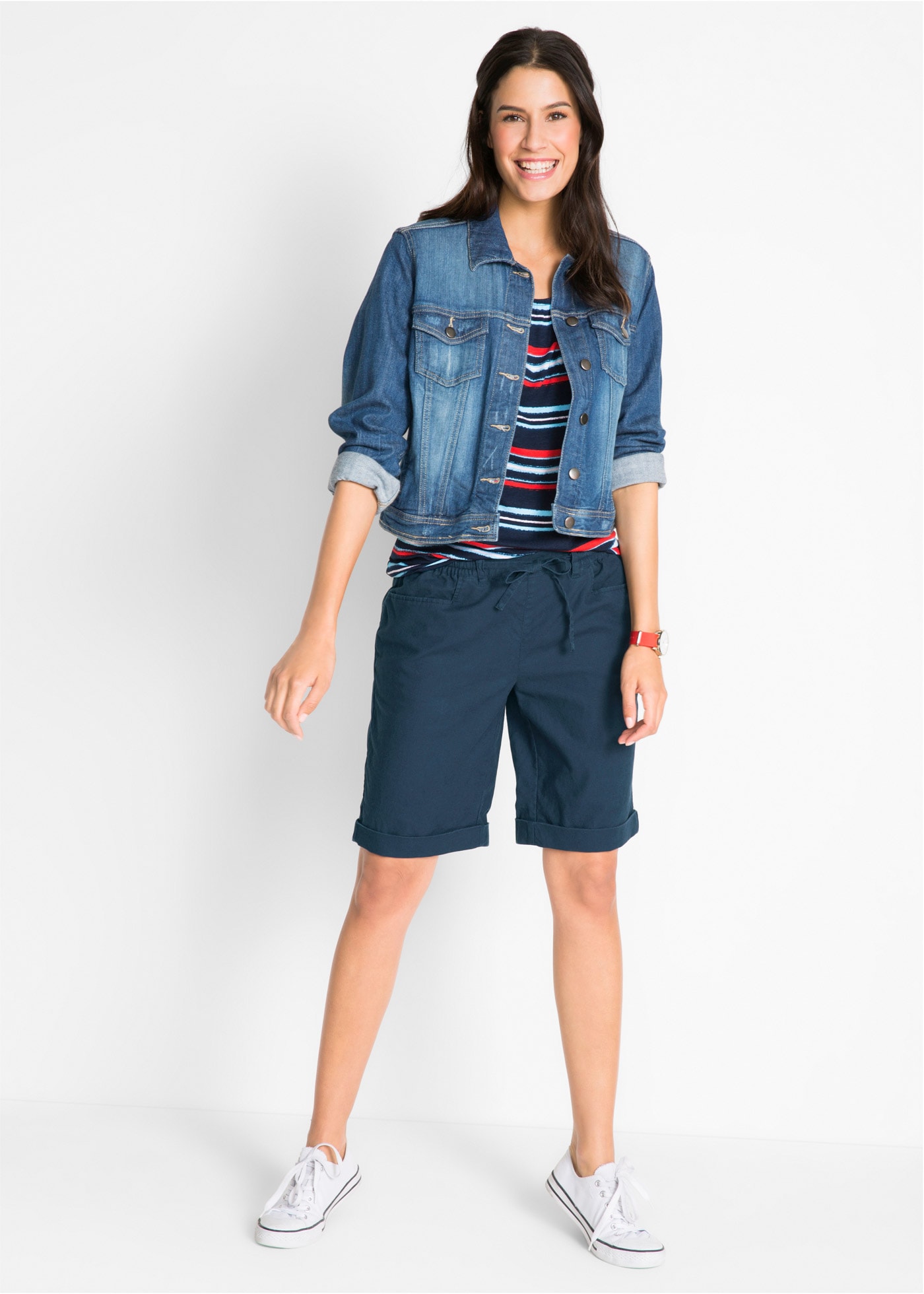 bonprix Bermuda  im sommerlichen Leinen-Mix, mit elastischer Bund mit Bindeband