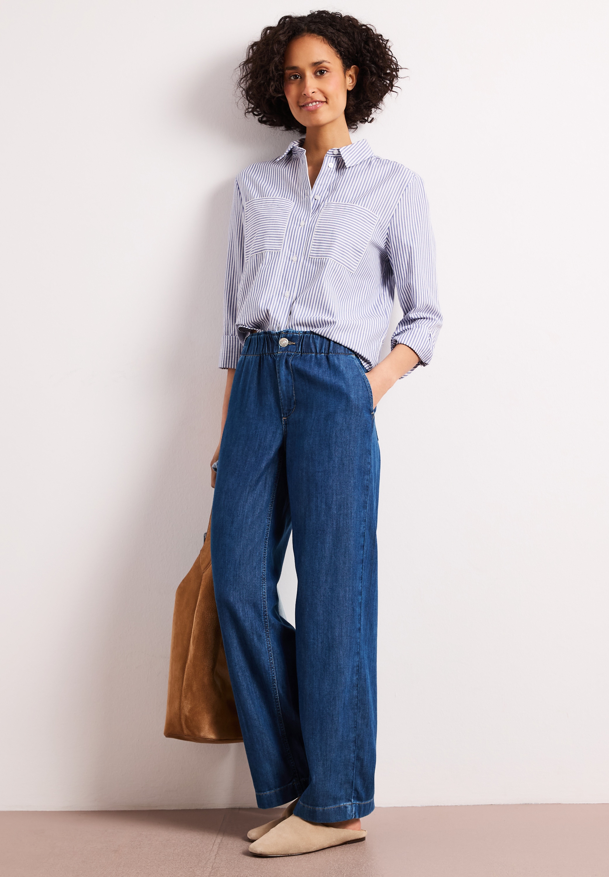 STREET ONE Jeans large »Style Emee« avec ceinture paperbag