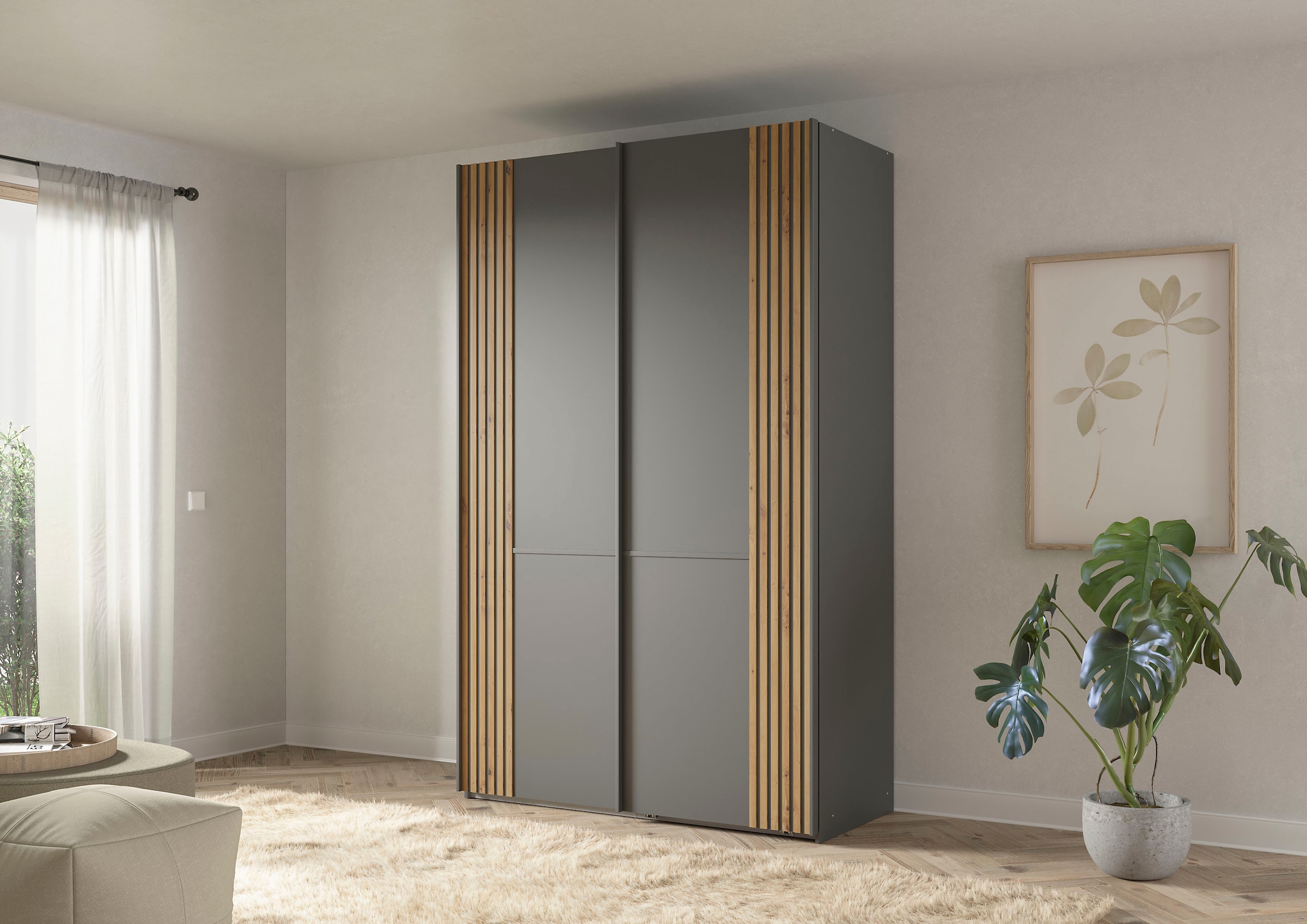 Musterring Schwebetürenschrank »Isabelle« Türen mit Lamellenoptik, verschiedene Grössen und Farben, Höhe 236cm