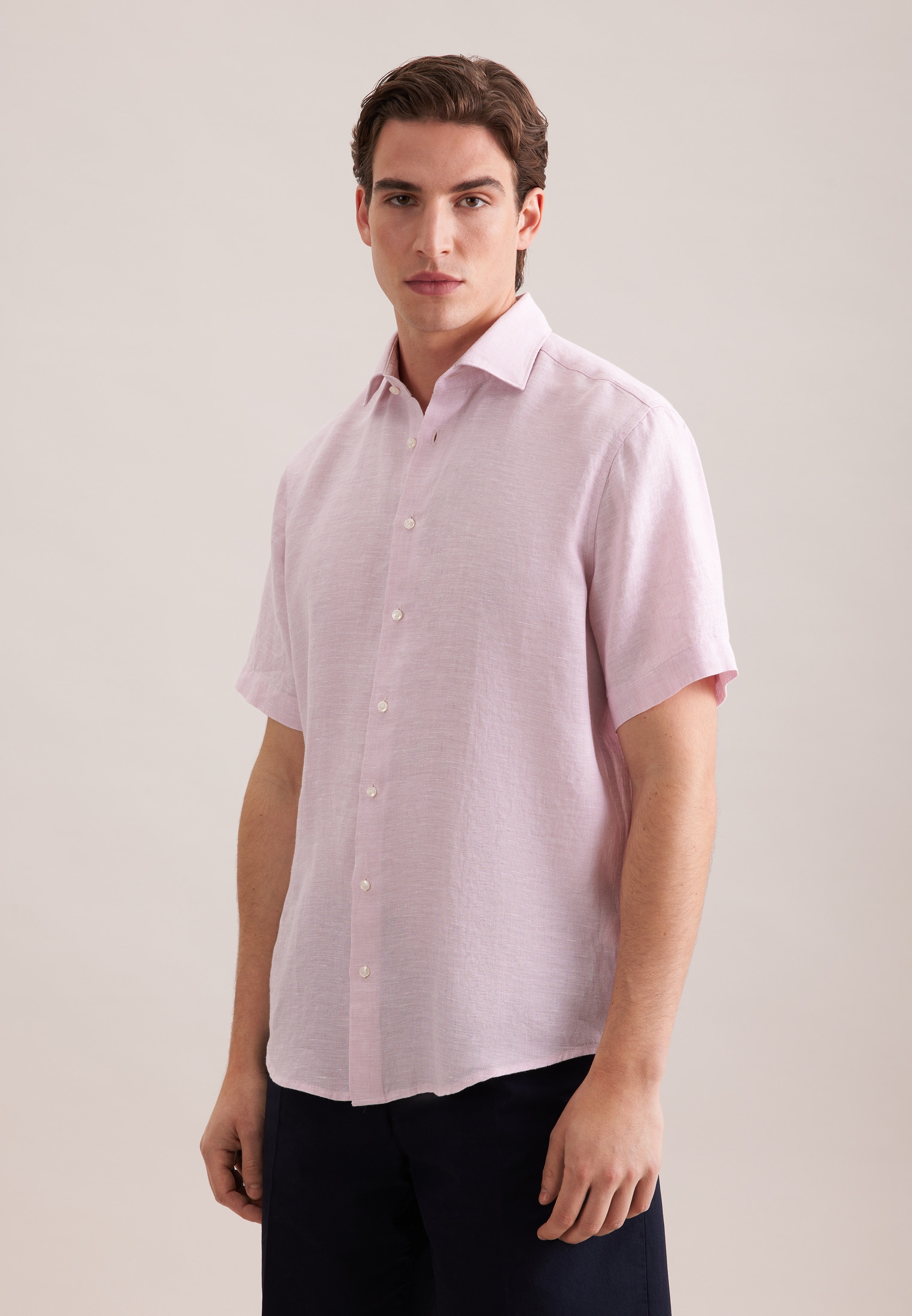 seidensticker Chemise en lin »Schwarze Rose« col Kent 1/2 Regular uni