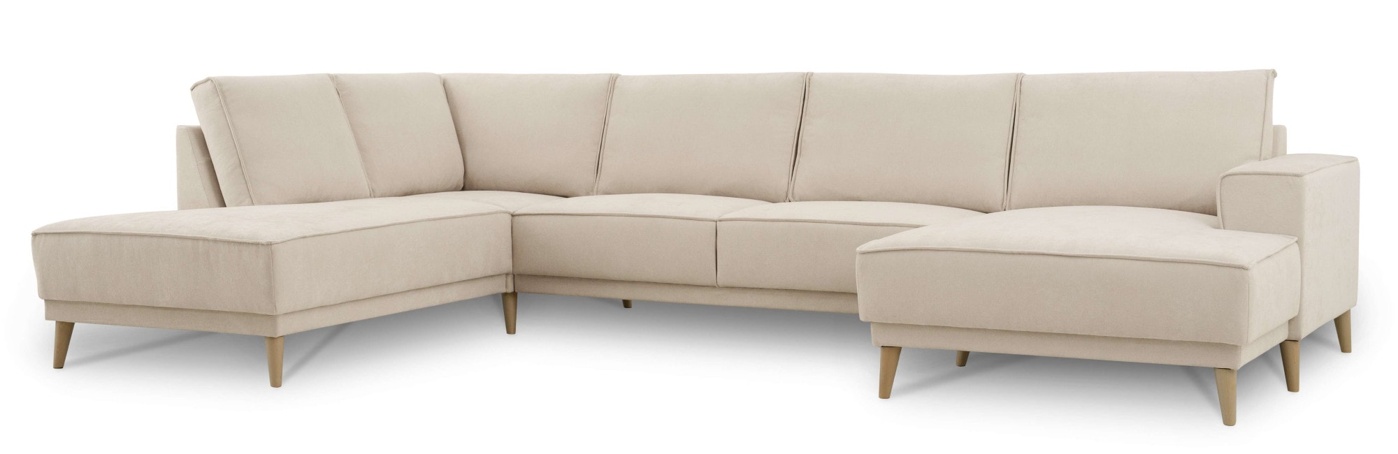 GOODproduct Paysage de salon »Oland Skandi, weicher Chenille-Stoff« U-Form, 345 cm, Wellenunterfederung, Skandi-Design, Massivholzfüsse