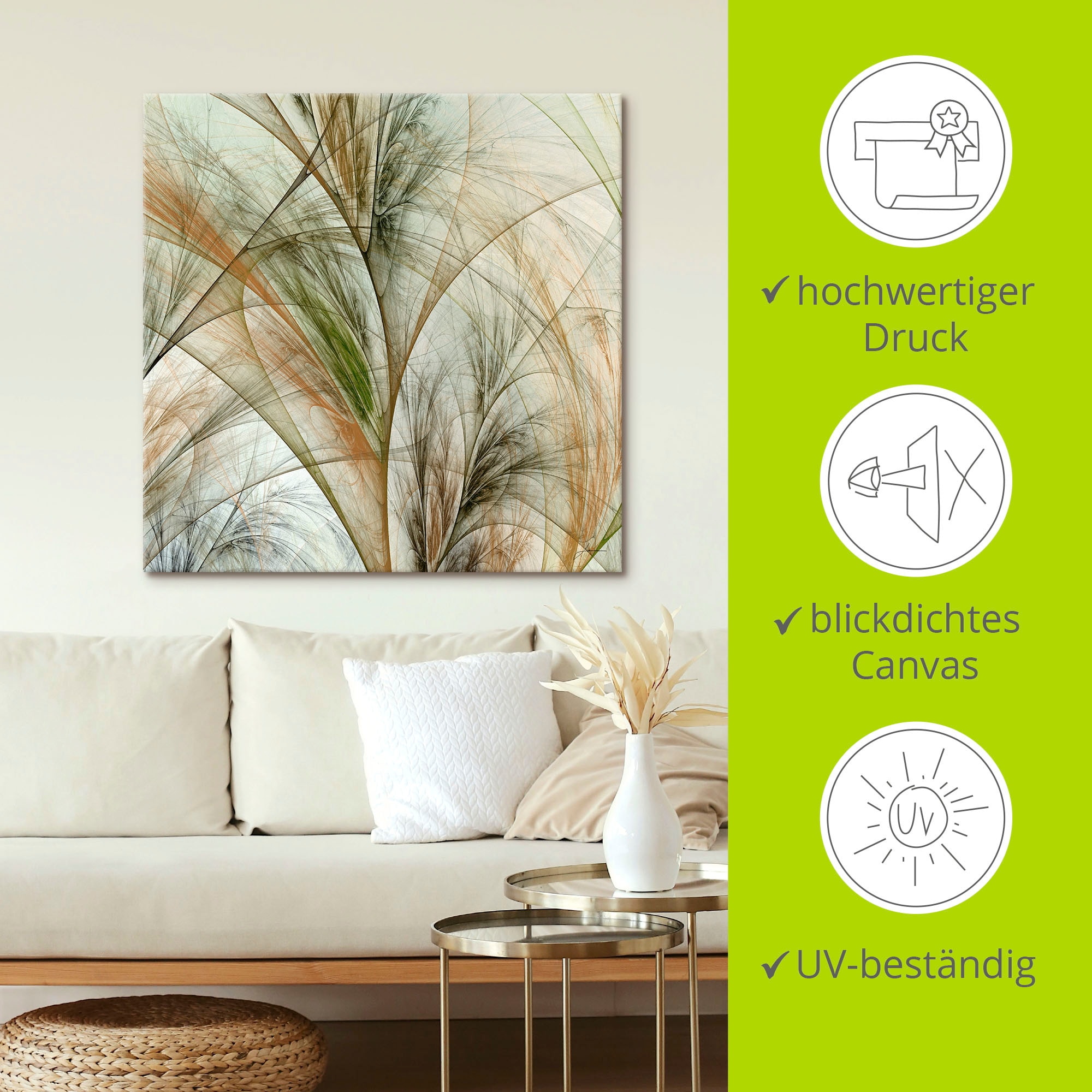 Artland Wandbild »Fraktales Gras IV«, Gräser, (1 St.), als Leinwandbild, Poster in verschied. Grössen