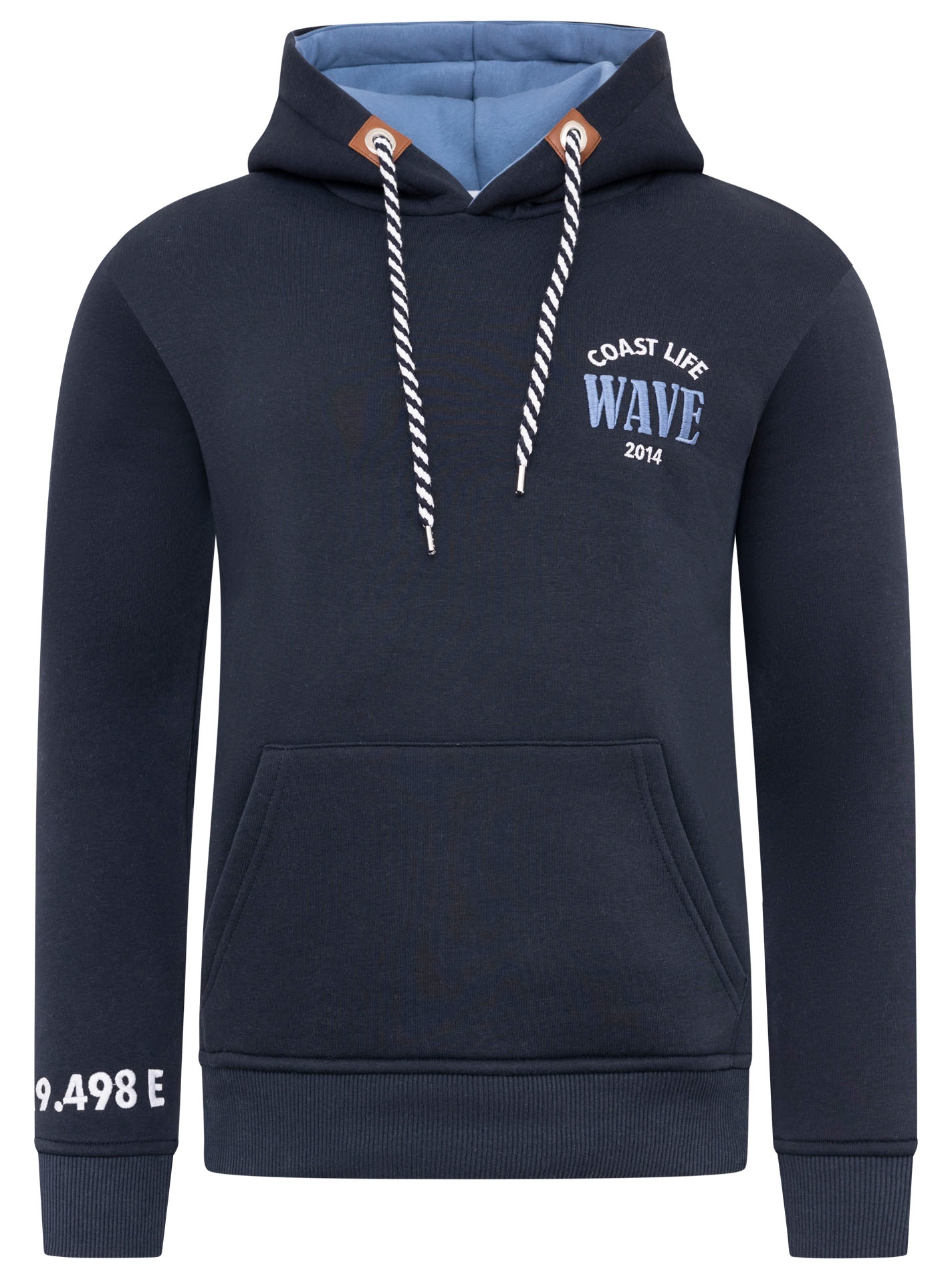 Zwillingsherz Hoodie »"Coast Life Wave"«, Maritimes Männer Kapuzensweatshirt mit Fronttaschen und Stickerei