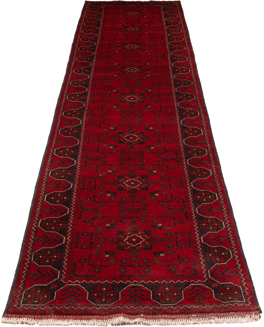 Image of morgenland Orientteppich »Afghan - Kunduz - 392 x 80 cm - dunkelrot«, rechteckig, 7 mm Höhe, Wohnzimmer, Handgeknüpft, Einzelstück mit Zertifikat bei Ackermann Versand Schweiz