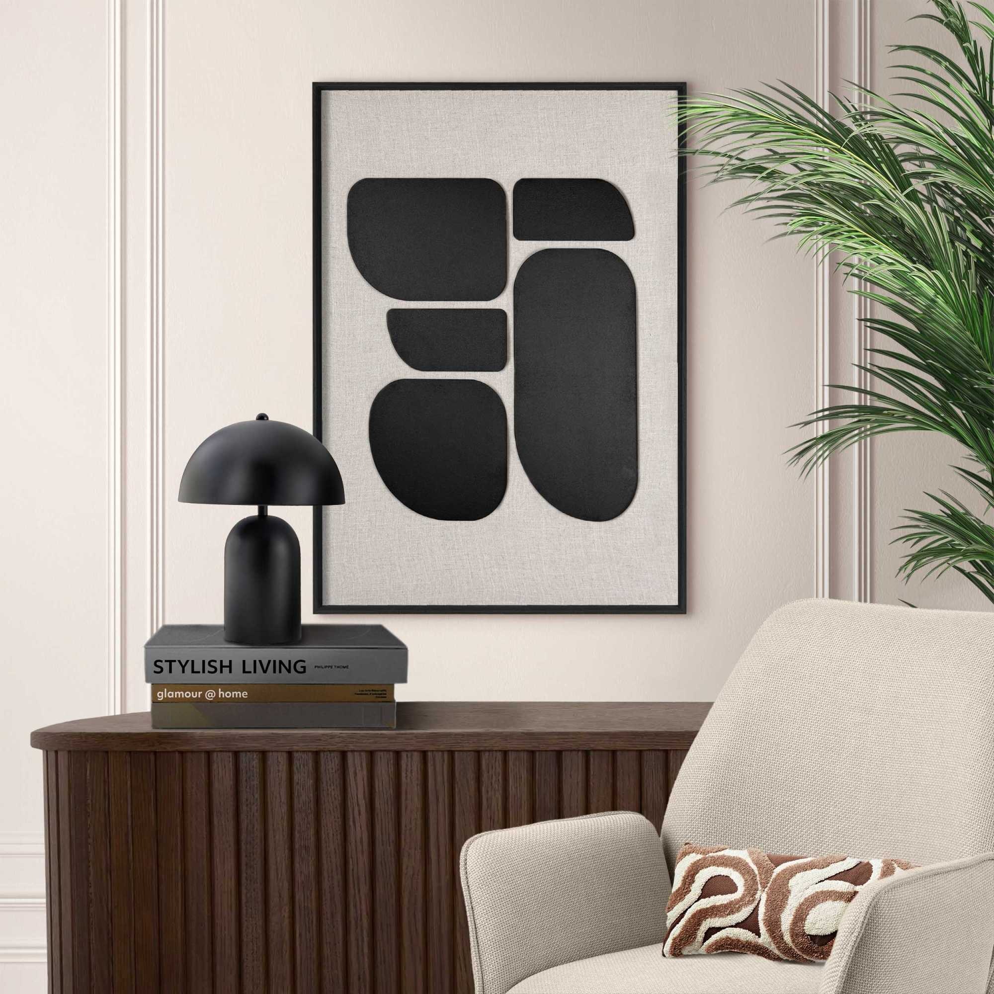 Reinders! Fresque murale »Organic Blocks schwarz« Wohnzimmer - Schwarz-Weiss - MDF - Abstrakt - 50x70 cm