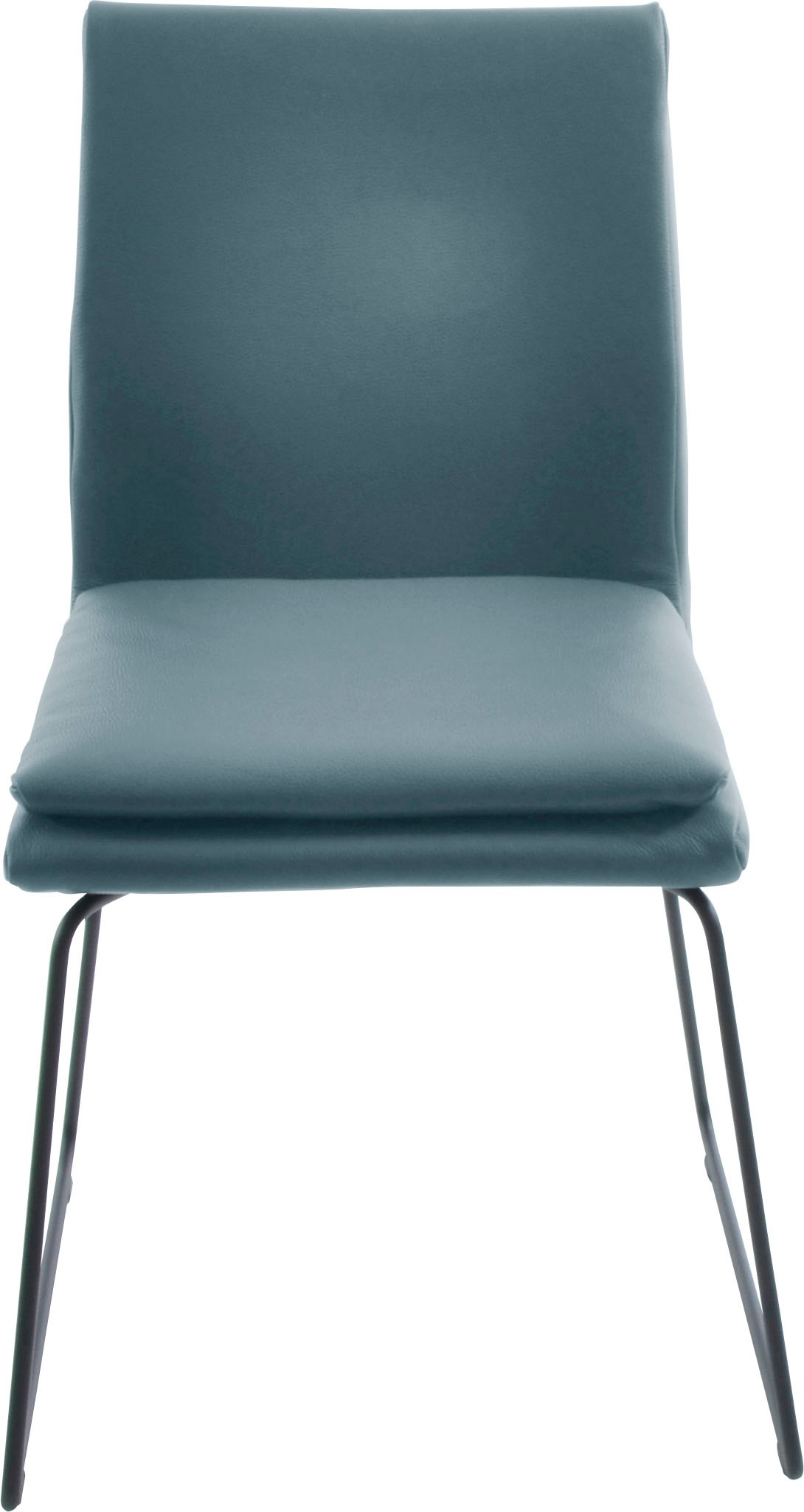 K+W Komfort & Wohnen Esszimmerstuhl "Creso Lederstuhl" () mit Sitzkissen und Rundrohrkufe in Metall schwarz Struktur