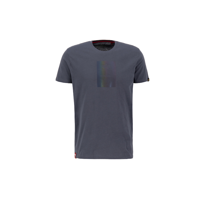 Alpha Industries , T-Shirt »Rainbow Reflective Label T-Shirt« , grau , XXL , Single Jersey Stoff