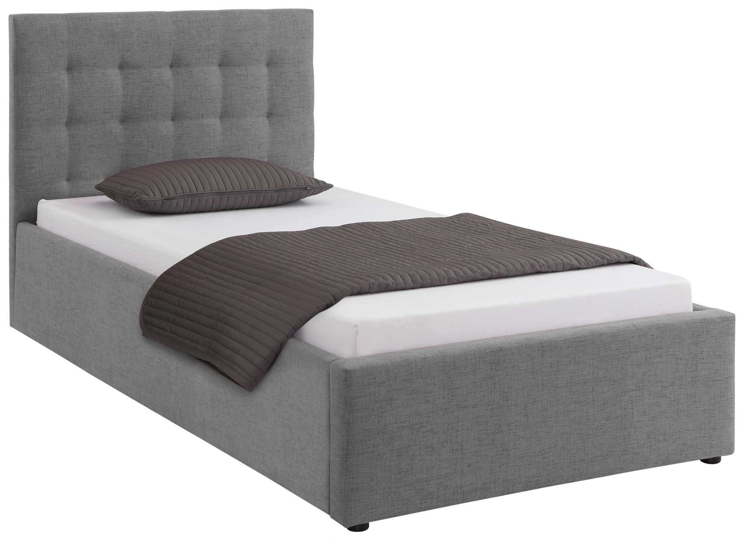 GOODproduct Lit rembourré »Hamar, Knopfsteppung im Kopfteil, bis 250 KG belastbar« 3 Breiten: 100cm/ 140cm/ 180cm,  in verschiedenen Grössen und Stoffen und Farben