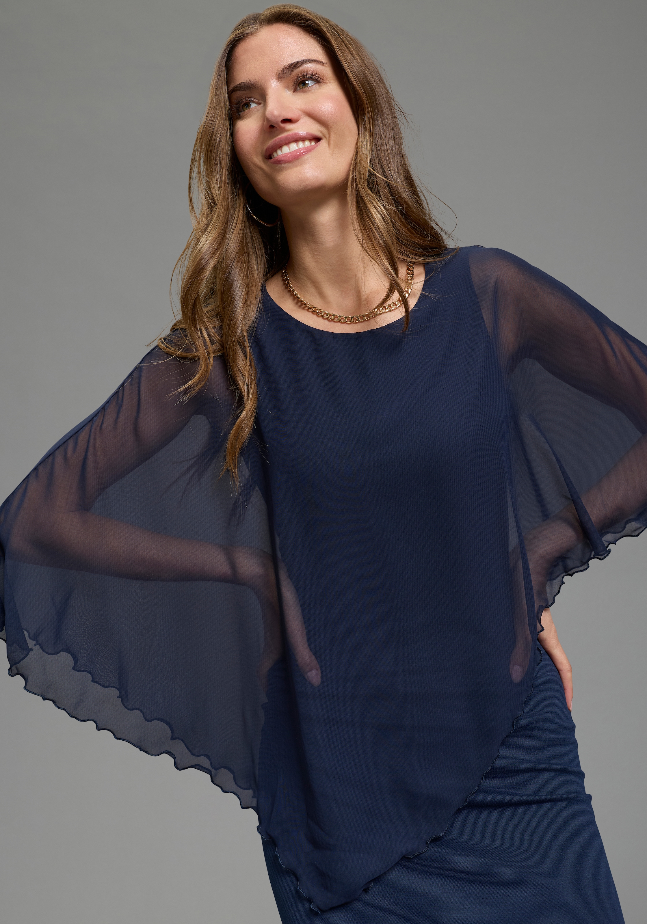 Laura Scott Robe de soirée für festliche Anlässe, aus Milano Rib und Chiffon, elastisch