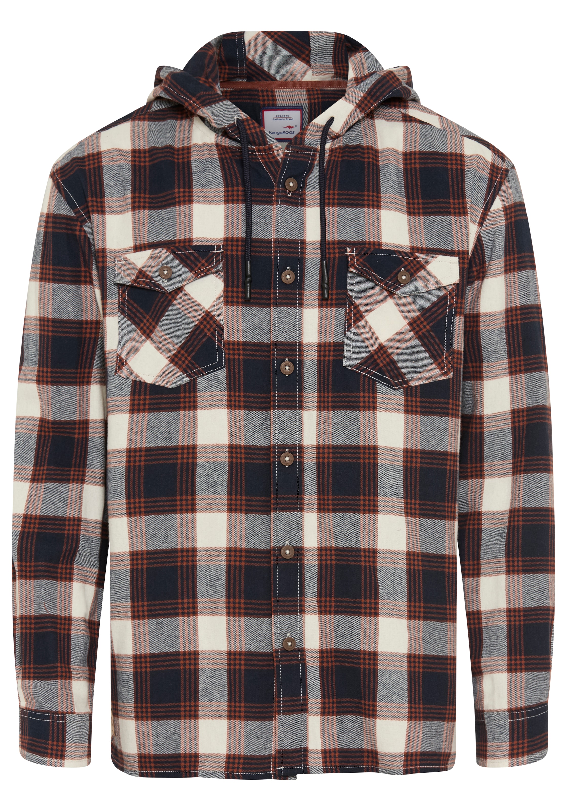 KangaROOS Chemise à capuche avec coupe confortable, en flanelle, à carreaux