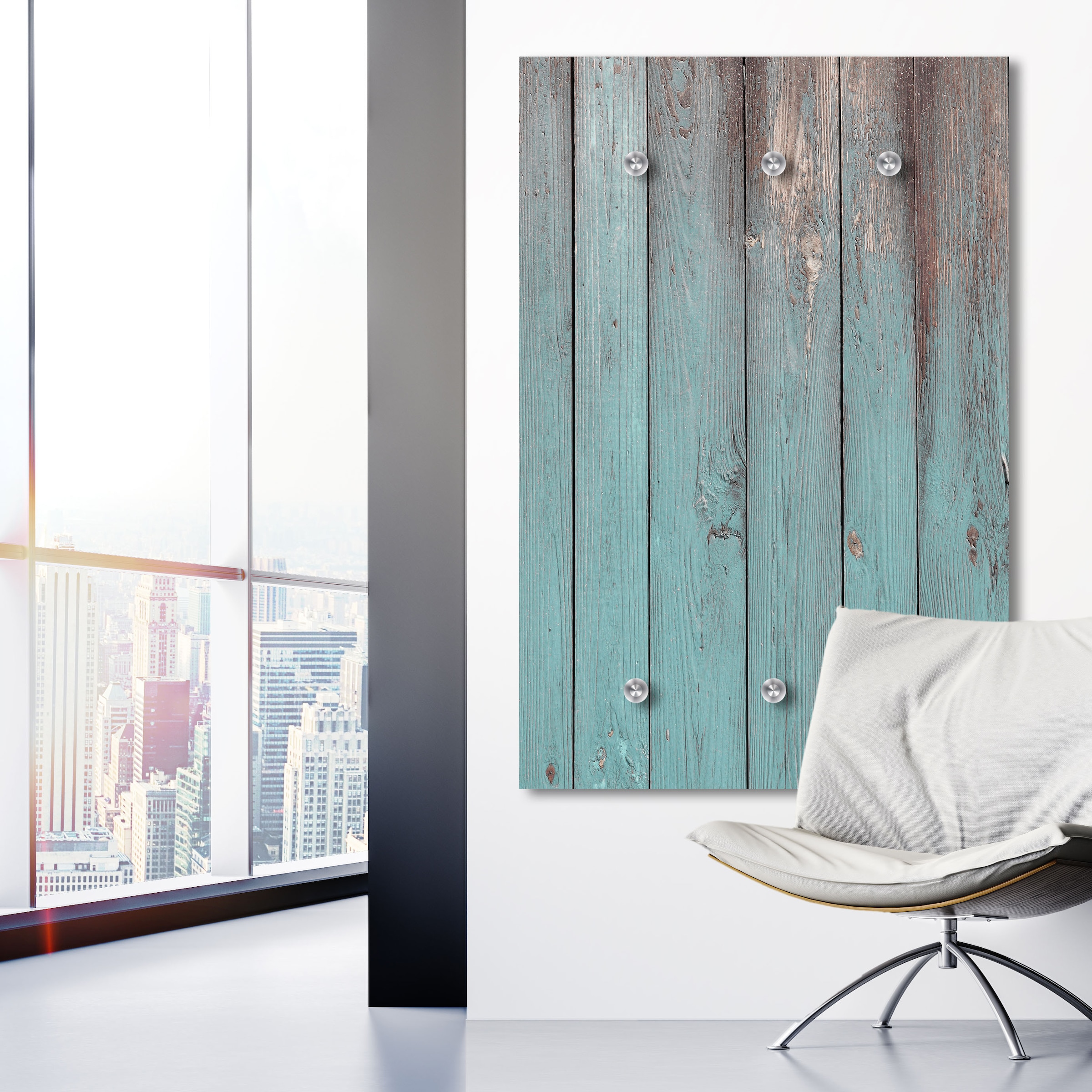 Image of queence Garderobenleiste "Barney" Wand Garderobe, Vintage, Holz Optik, platzsparend