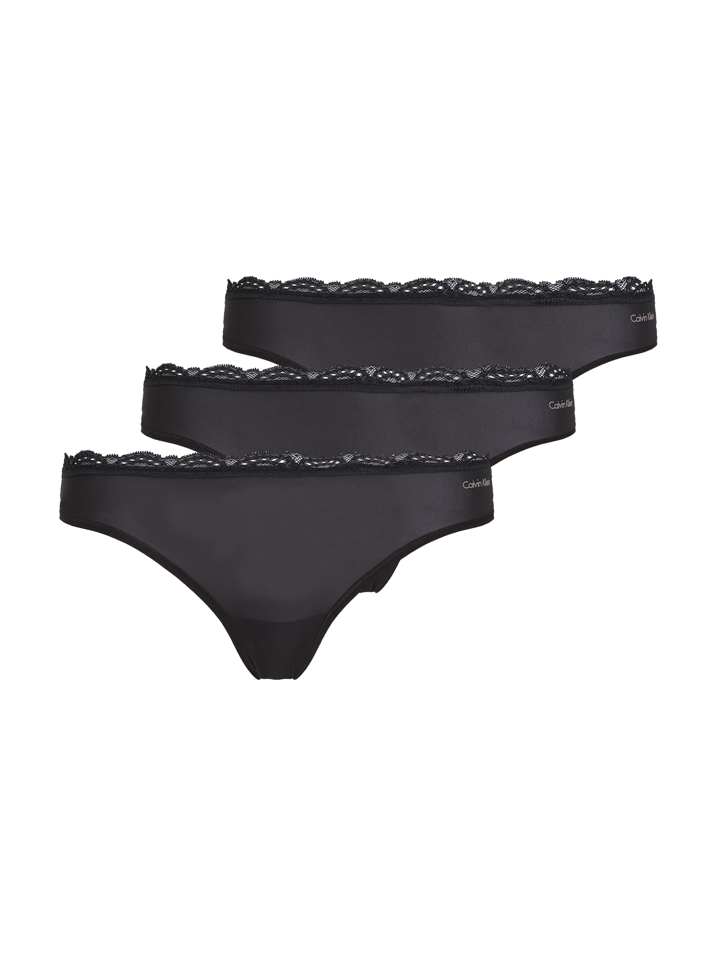 Image of Calvin Klein Underwear String "THONG 3PK" Packung, 3er-Pack, 3 Stk. mit Spitze am Bund