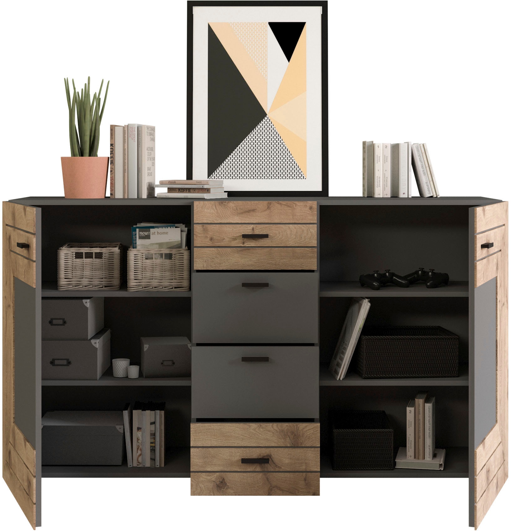INOSIGN Sideboard »Aalborg, Breite 160 cm, 4 Schubkästen, 2 Türen, 6 Fächer, Metallgriffe« Anrichte, Schrank, Kommode, Wohnmöbel