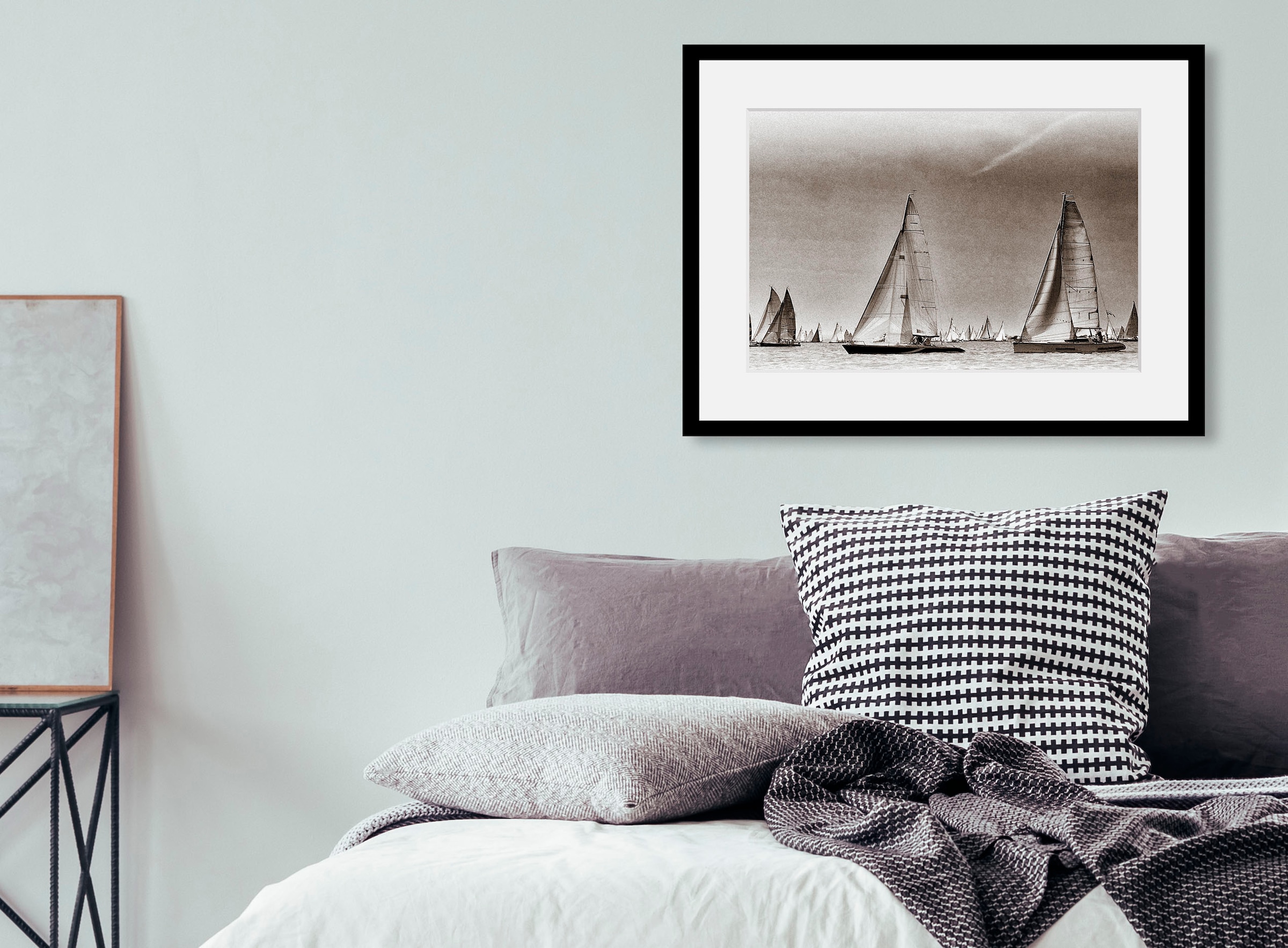 Image of queence Bild "Jonah" Schiffe Schwarz-Weiss historische Ereignisse 1 Stk. tlg. HD Premium Poster-Druck inkl. Holzrahmen