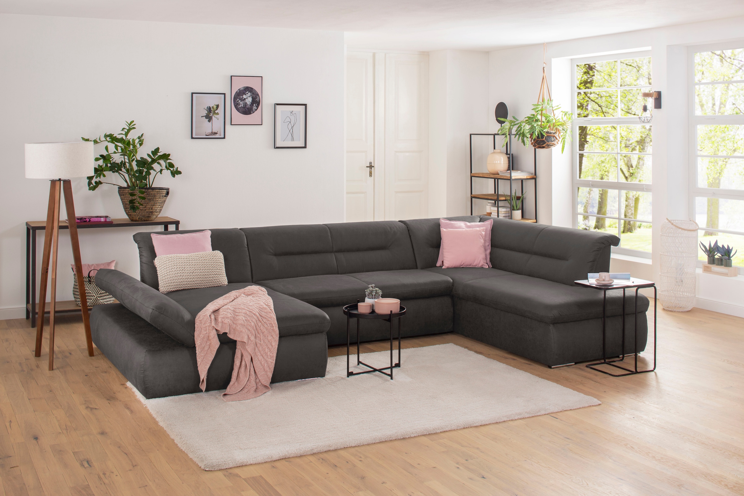 Image of Home affaire Wohnlandschaft "Avesa U-Form" Wahlweise mit Armteilverstellung und Bettfunktion, B/T/H: 355/216/80cm