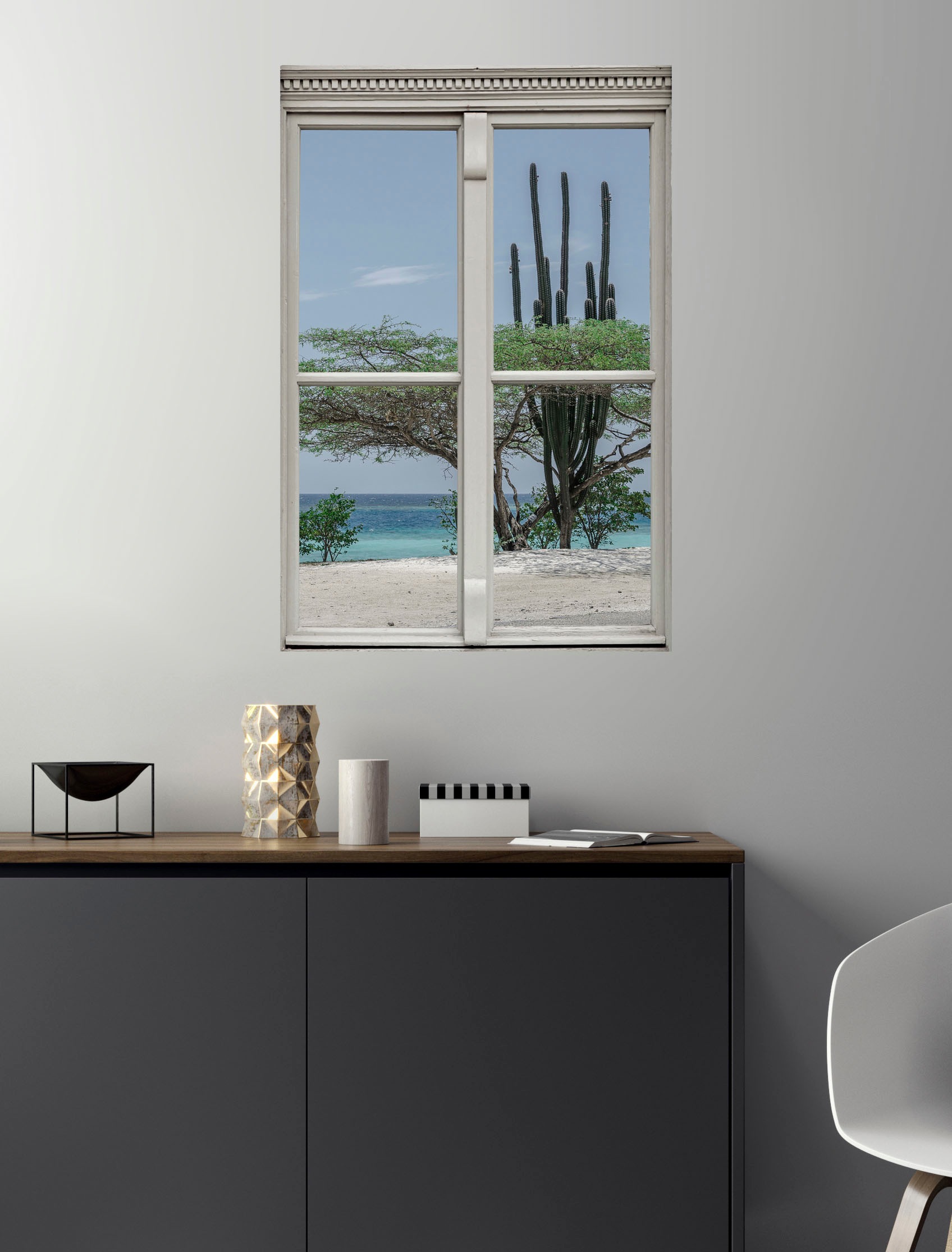 queence Wandsticker »Kaktus«, Wandsticker, Wandbild, selbstklebend, 3D, Fenster