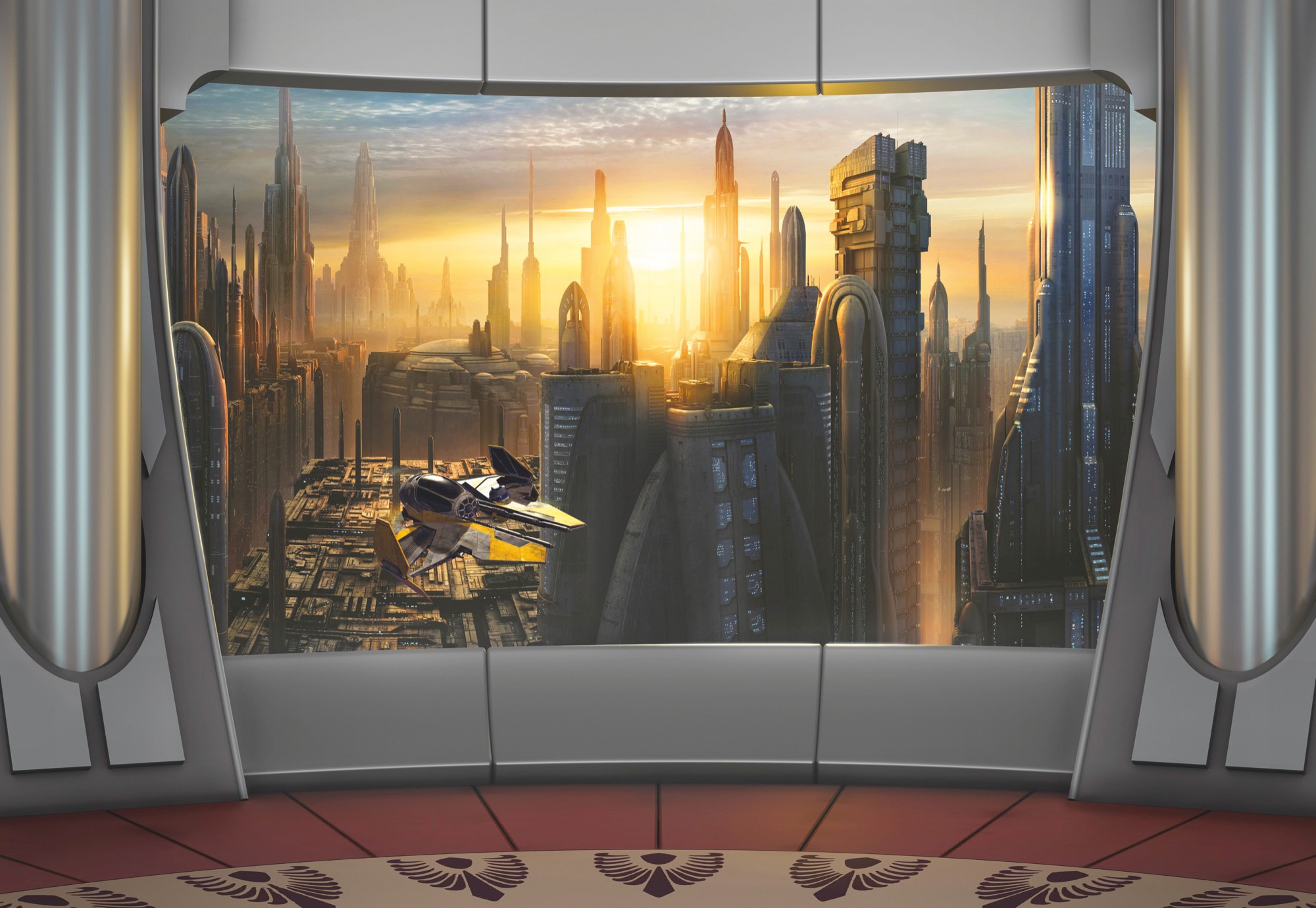 Image of Komar Fototapete "STAR WARS Coruscant View - Grösse 368 x 254 cm" bedruckt glatt Kinderzimmer