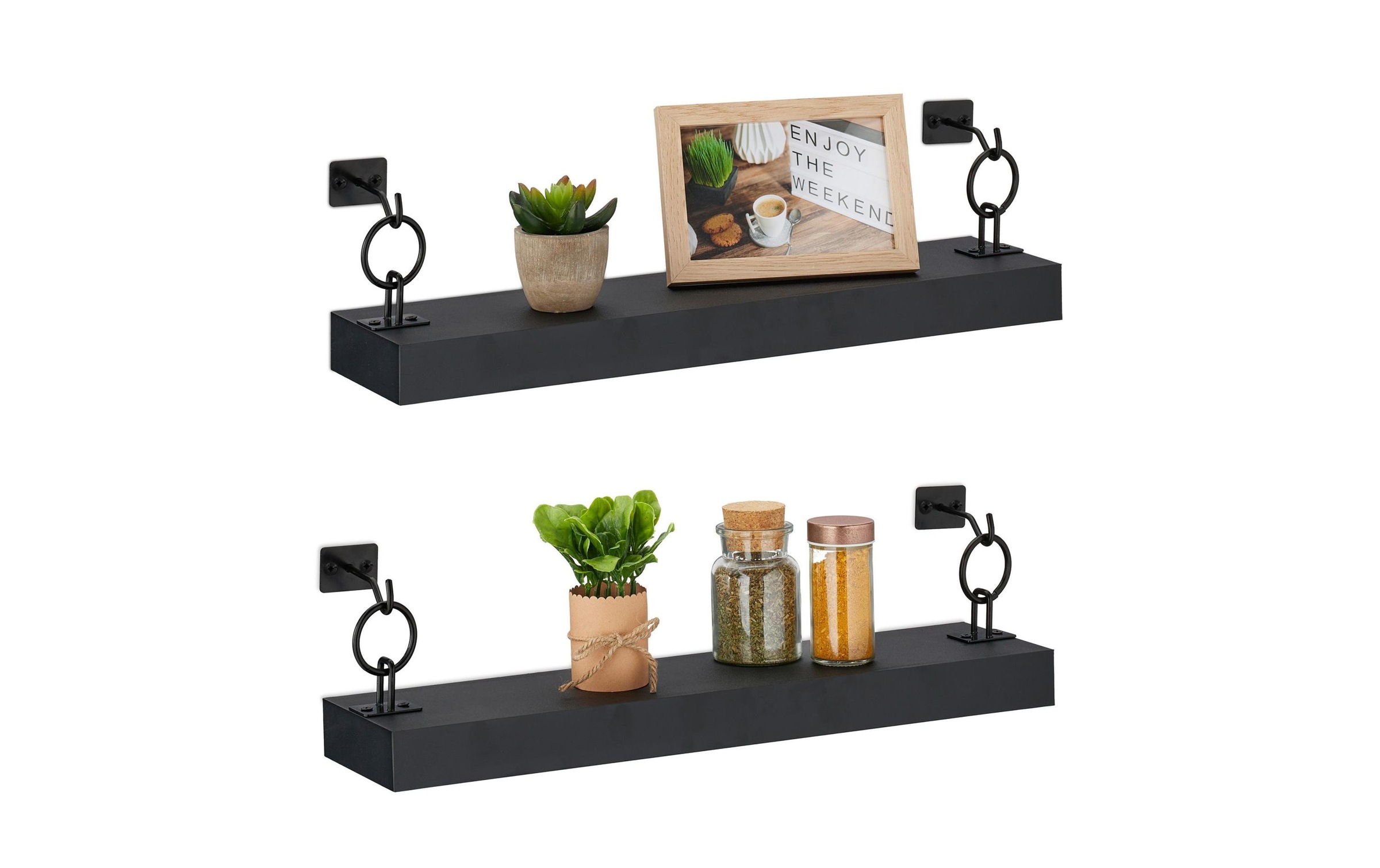 relaxdays Wandregal »2-er Set 13 cm, Schwarz«