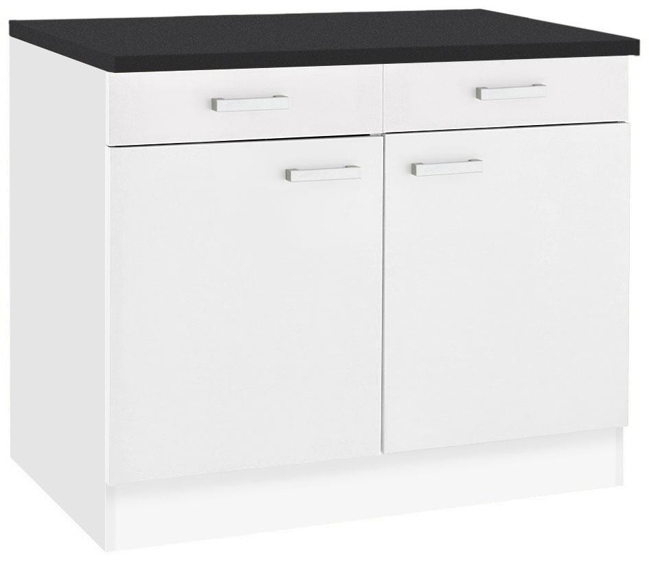 Image of OPTIFIT Unterschrank "Odense" 100 cm breit, mit 2 Türen und 2 Schubkästen, mit 28 mm Arbeitsplatte