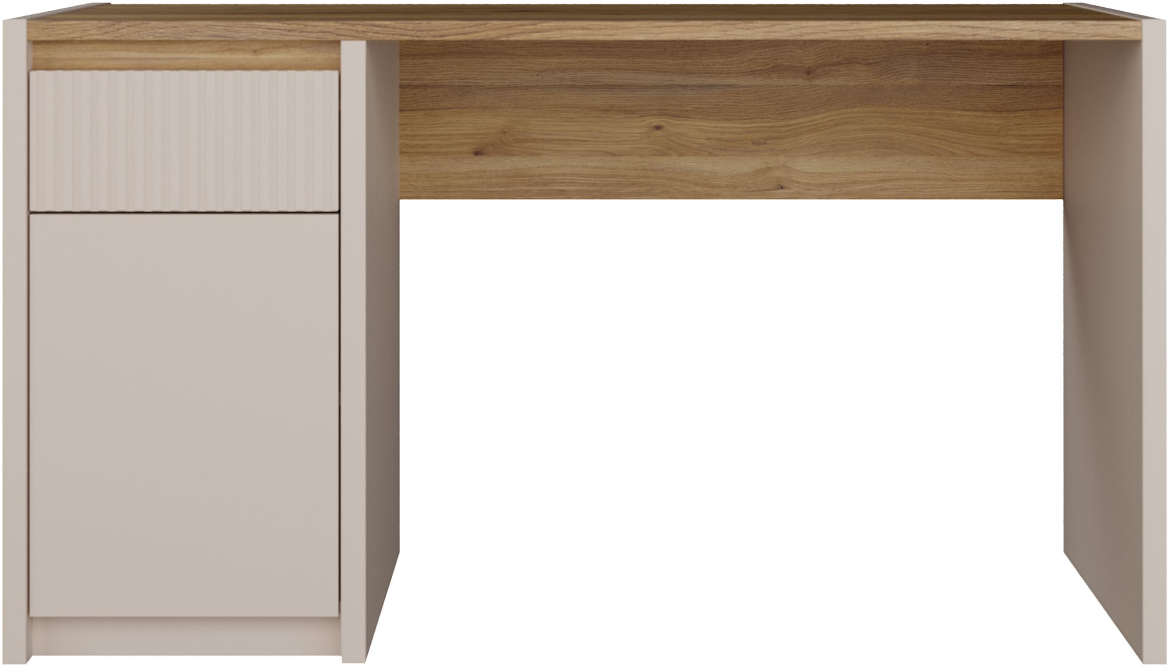 Image of FORTE Schreibtisch "Oak Squere" B/H/T 130/72/51,7cm, Soft Close, Vollauszug