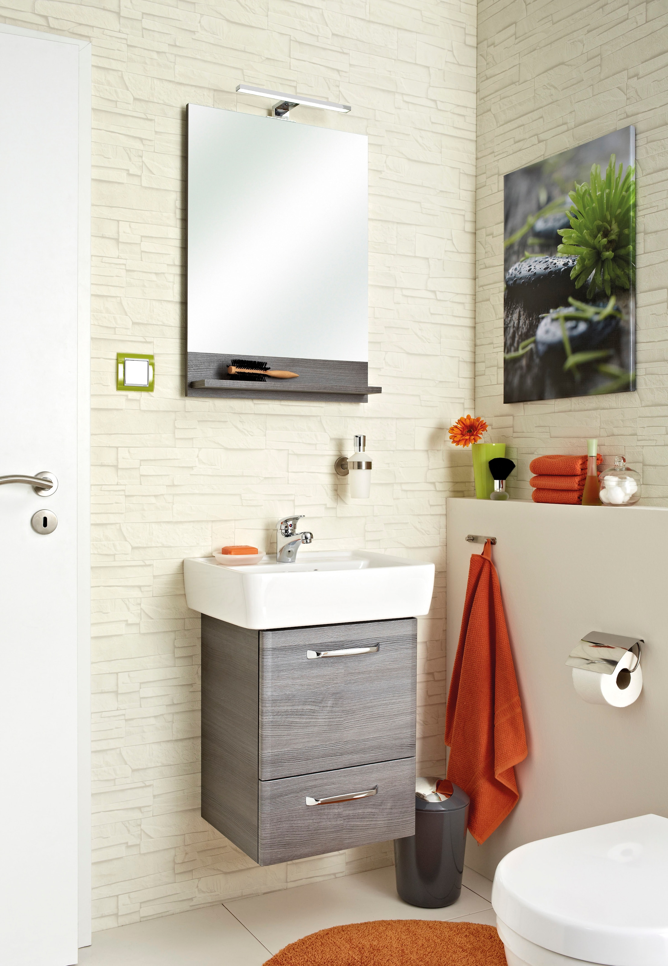 Saphir Miroir de salle de bain »Quickset Bad Flächenspiegel mit Ablage, 50 cm breit, ohne Beleuchtung« miroir mural moderne pour salle de bain, rectangulaire, 70 cm de haut