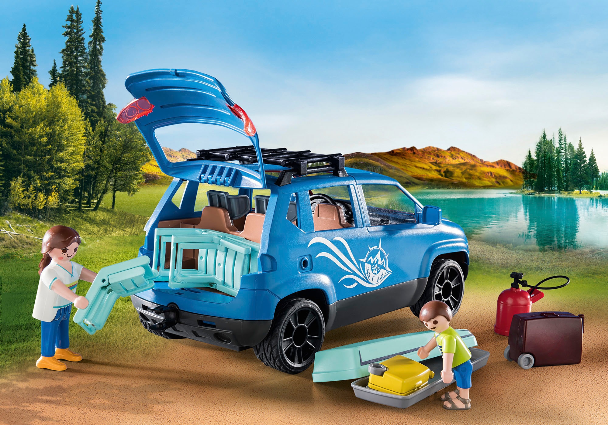 Playmobil® Konstruktions-Spielset »Wohnwagen mit Auto (71423), Family & Fun«, (128 St.)