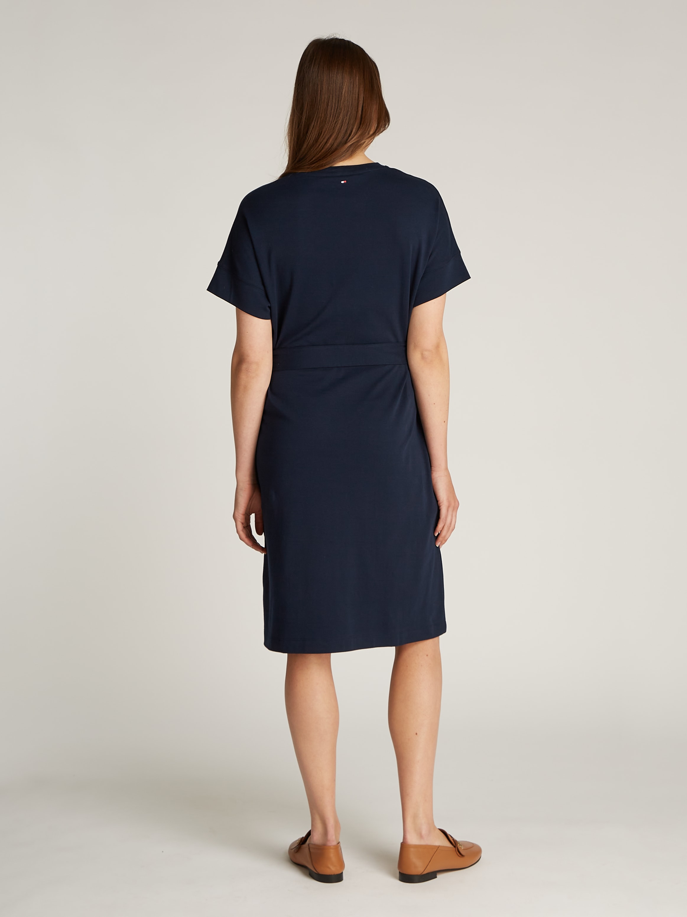 Tommy Hilfiger A-Linien-Kleid »COTTON INTERLOCK SHORT DRESS«, mit Bindeband