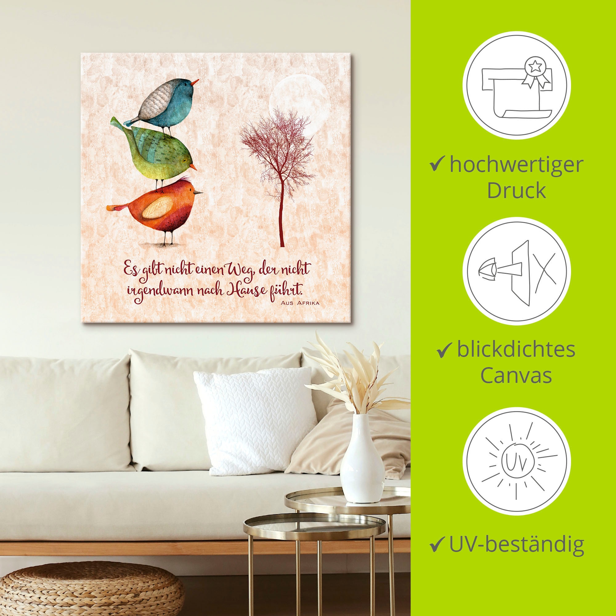 Artland Tableau sur toile »Lebensweisheit Zu Hause« 1 cuis tlg. auf Holzrahmen gespannt