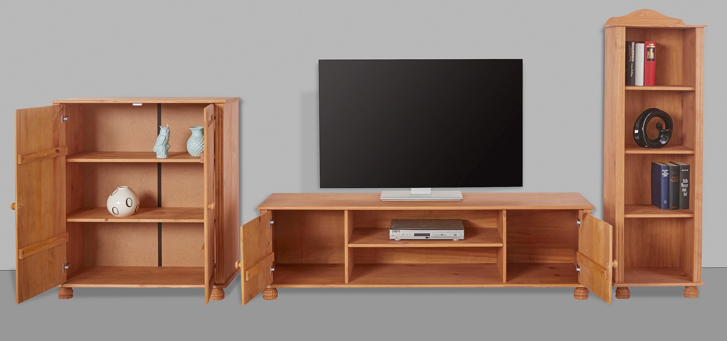 Home affaire Wohnwand »Mette«, (3 St.), 1 Midischrank, 1 Bücherregal und 1 Lowboard ohne Wandboard