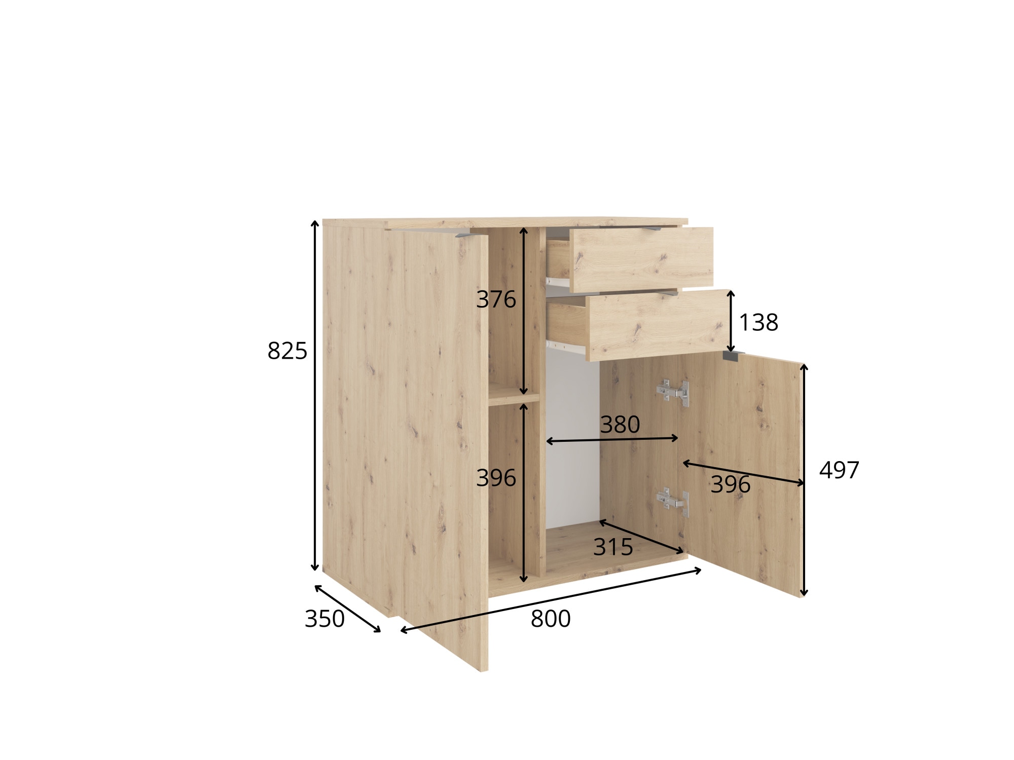 Home affaire Commode »THALIANA Sideboard mit 2 Türen und 2 Schubladen, Breite 80 cm« Schrank in 3 Farben erhältlich, schwarze Metallgriffe, viel Stauraum