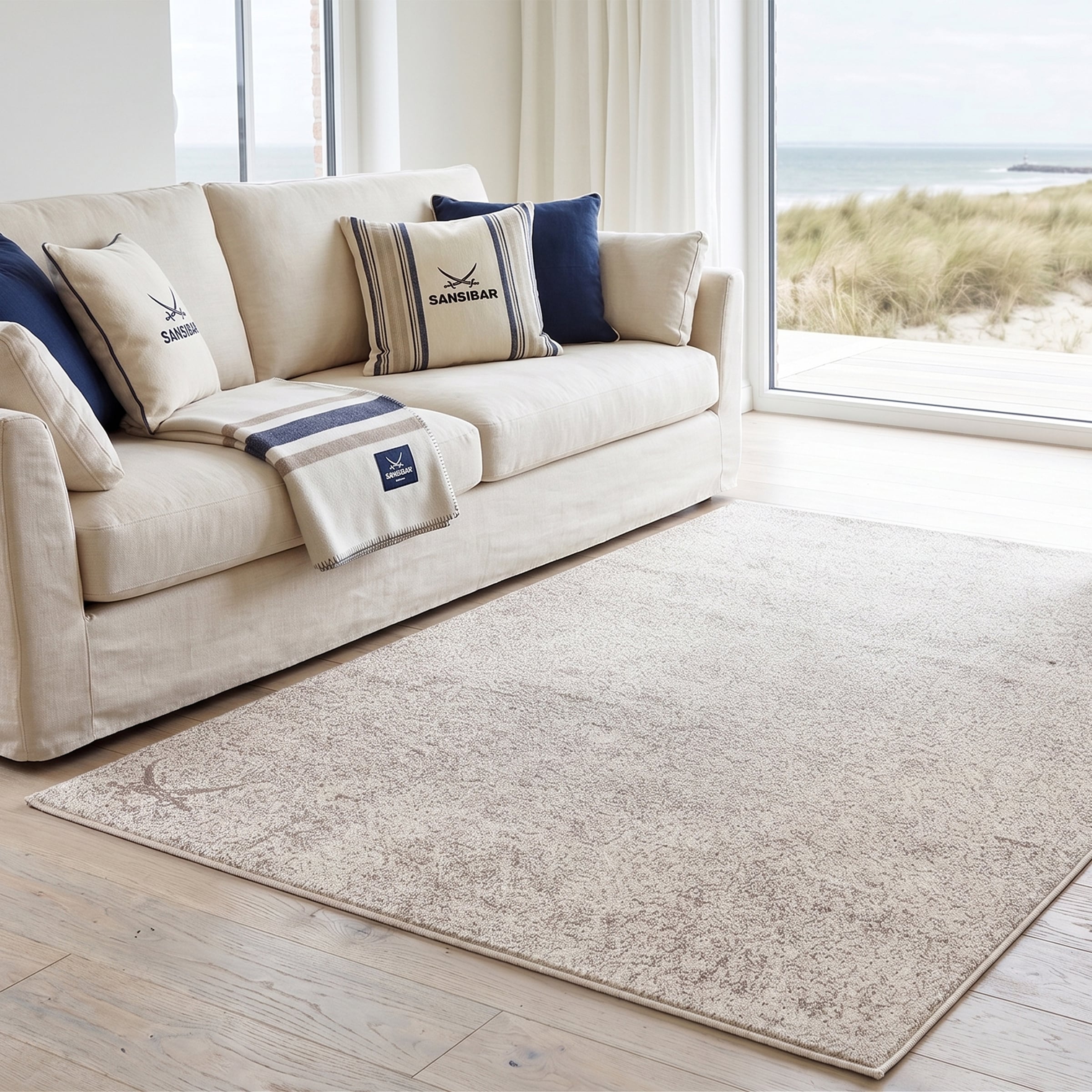 Image of Sansibar Teppich "Heide SA-036" rechteckig 10 mm Höhe modernes Design, Motiv, gekreuzte Säbel, Wohnzimmer