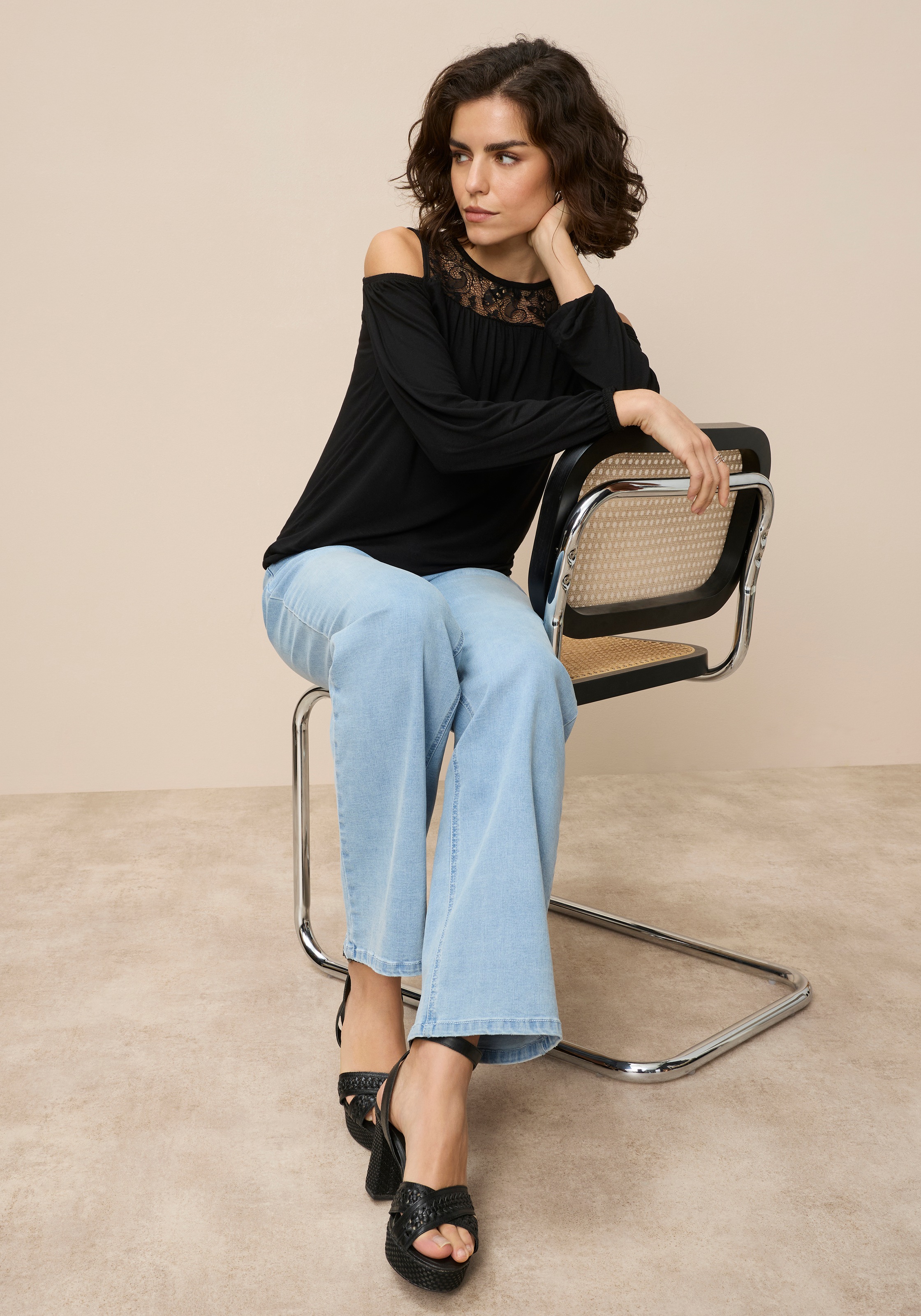 Laura Scott T-shirt à manches longues lässig geschnitten, Langarm, femininer Stil