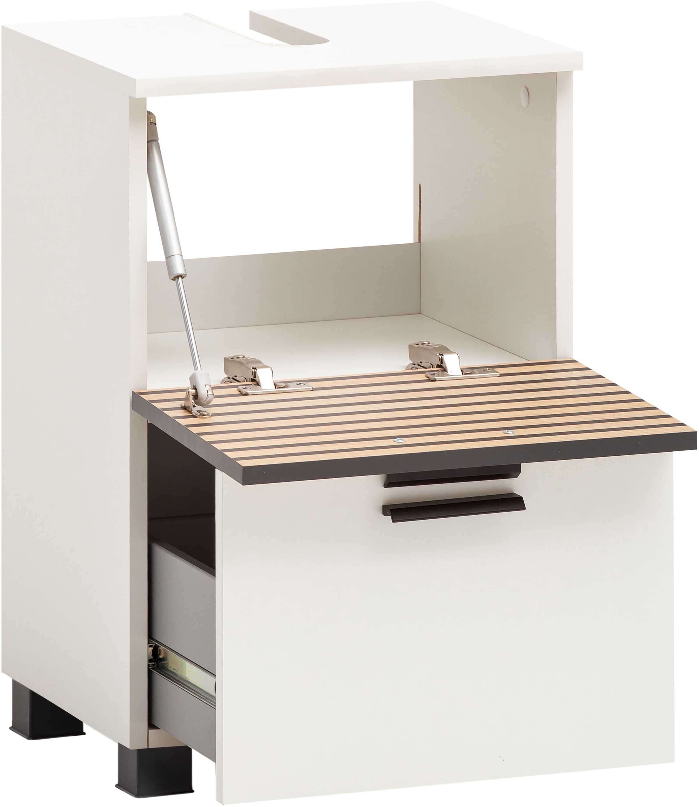 welltime Waschbeckenunterschrank »Katta, Breite 40 cm« Oberboden mit Siphonausschnitt, Klappenfront mit Akustikprint