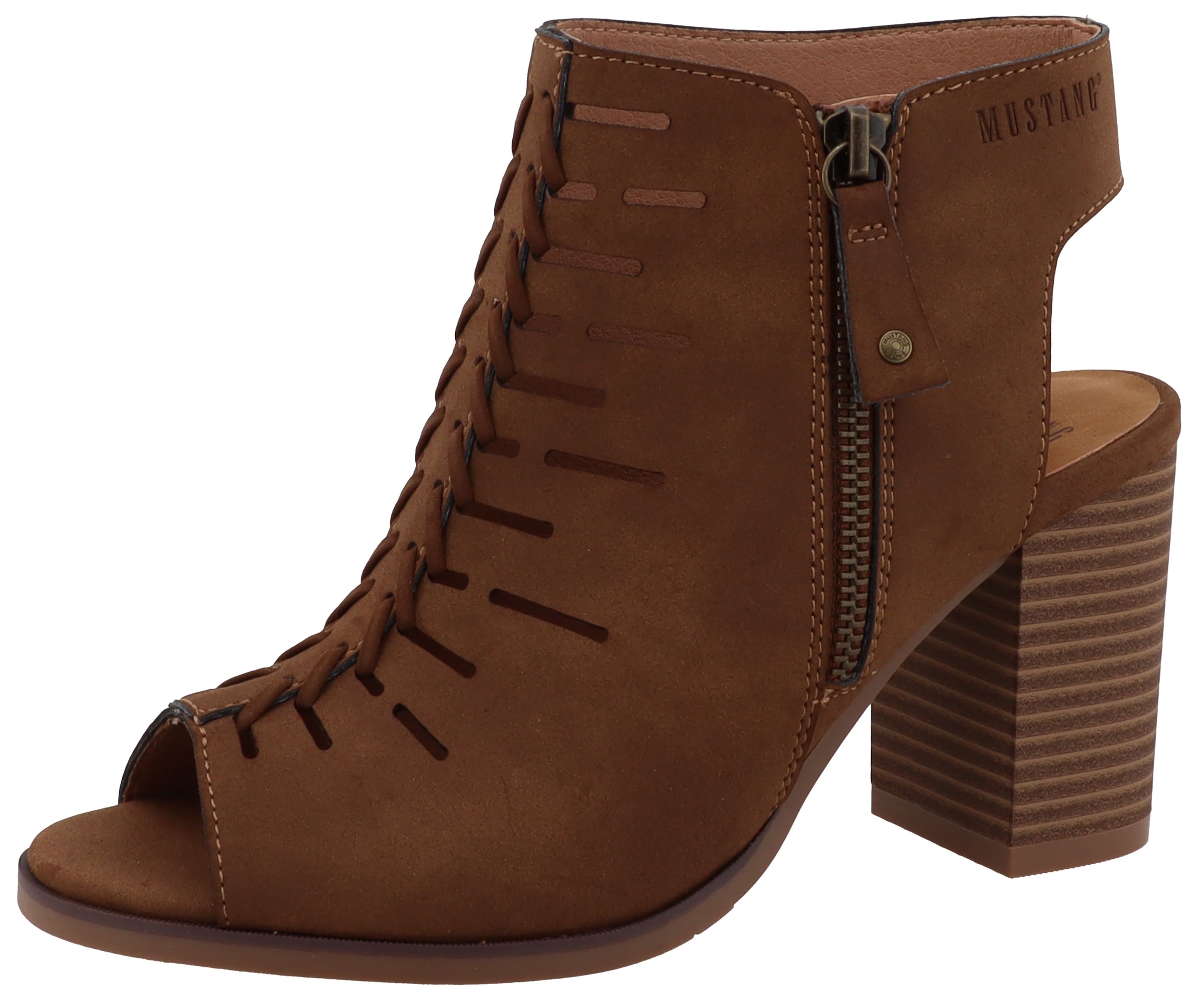 Image of Mustang Shoes Schaftsandalette "Louise" Blockabsatz, Sommerschuh mit modischen Cut-Outs