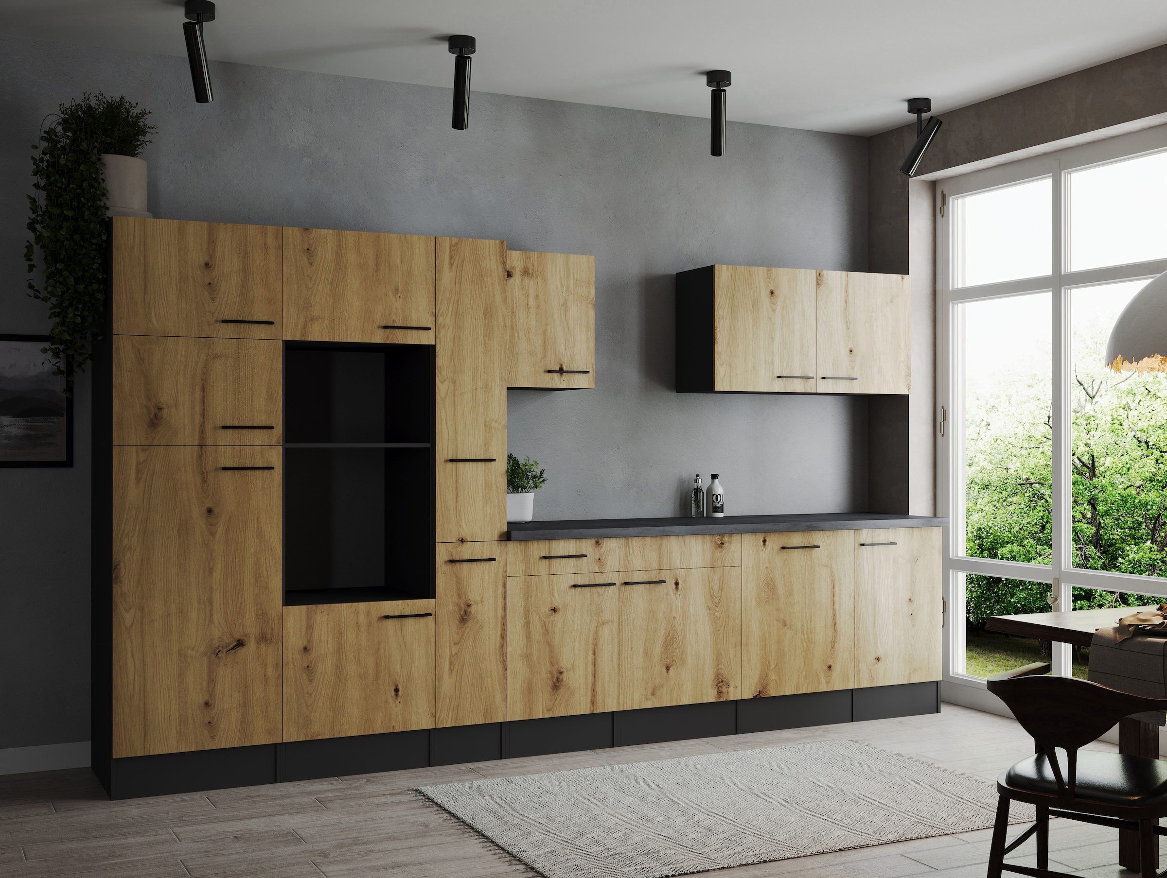 RESPEKTA Kitchenette »Oliver« Largeur 370 cm, hauteur de travail 90 cm, en configuration exclusive pour OTTO