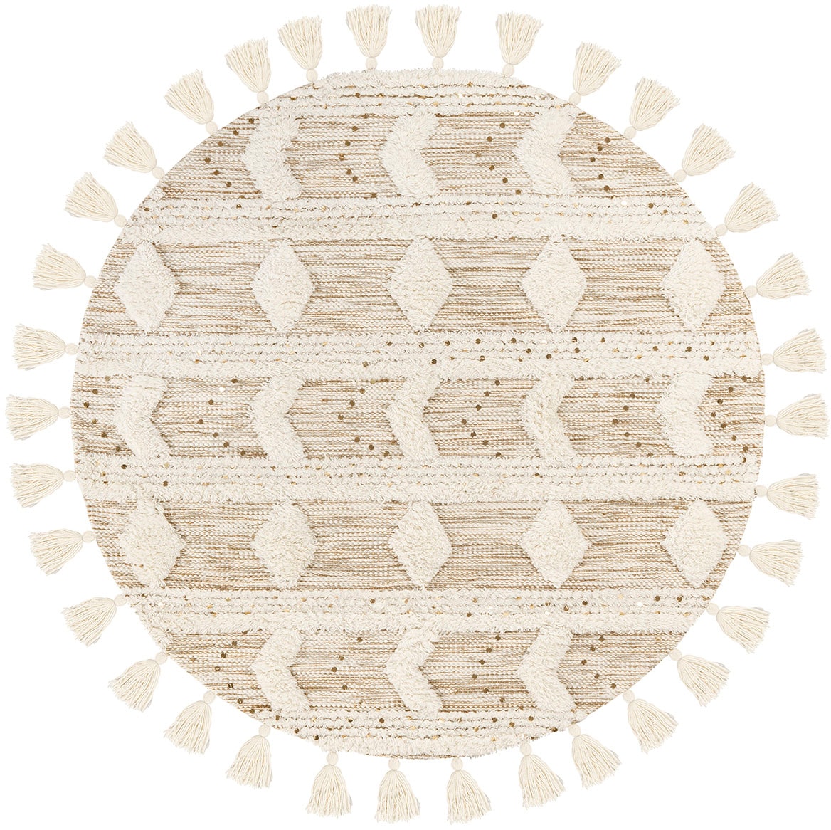 me gusta Wollteppich »Bohist 425«, rund, 18 mm Höhe, Wohnzimmer, Hoch-Tief-Struktur, Boho, Ethno