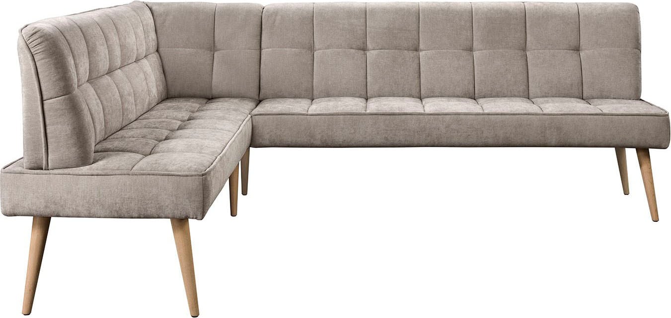exxpo - sofa fashion Eckbank »Latte« moderne Sitz- und Rückensteppung, bequem und elegant, hoher Holzfuss