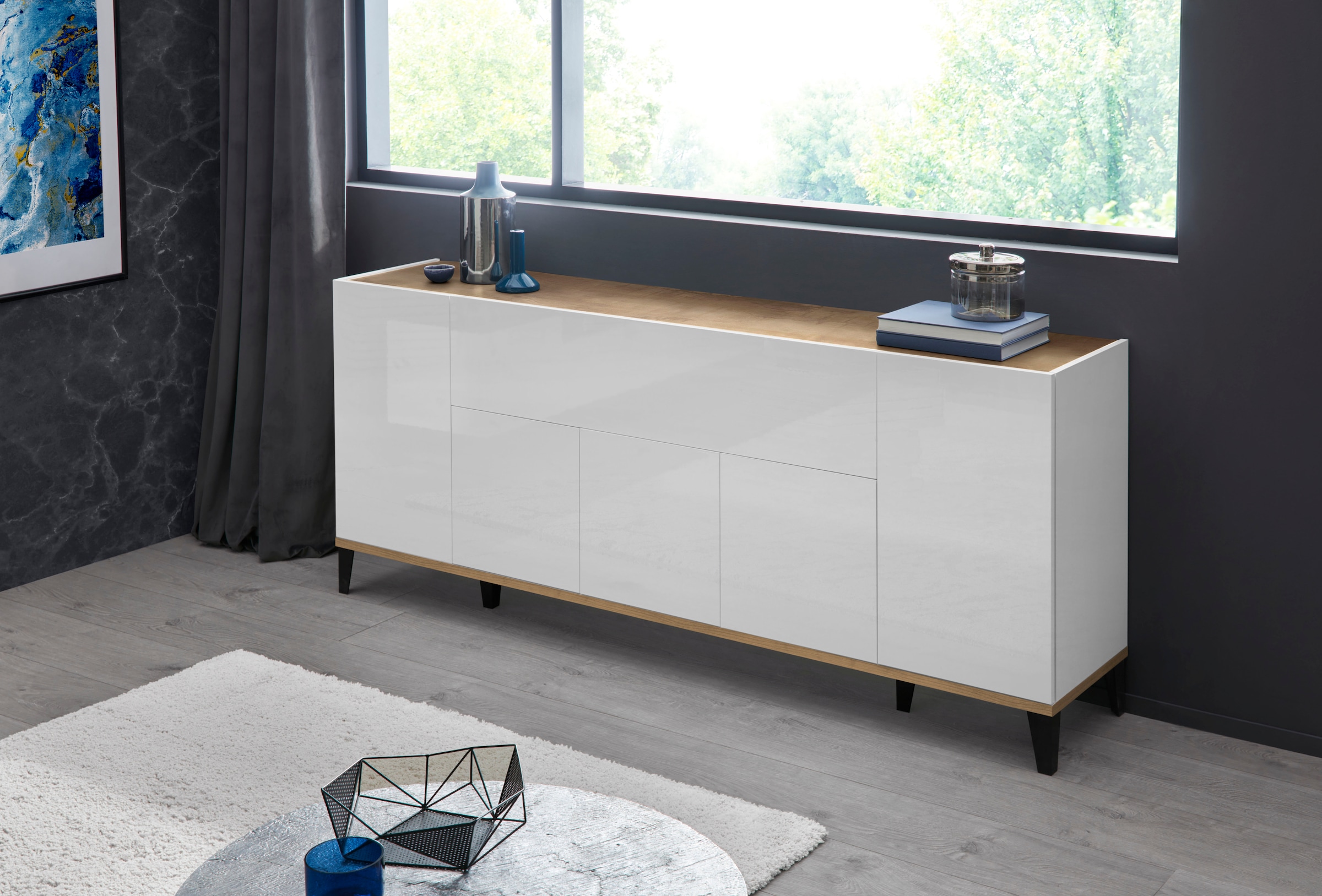 INOSIGN Sideboard »Sunrise«, Kommode mit 5 Türen und 1 Klapptür, Breite 200 cm