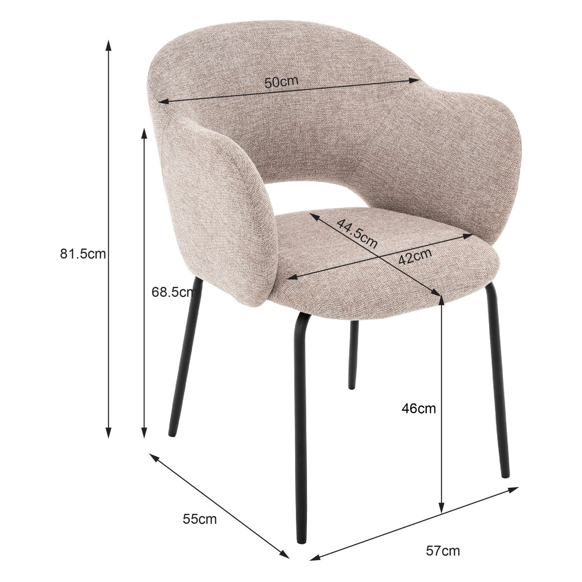 GOODproduct Chaise de salle à manger »Friedaa« (Set) 2 cuismit schwarzen Metallbeinen, Webstoffbezug, Sitzhöhe 46 cm