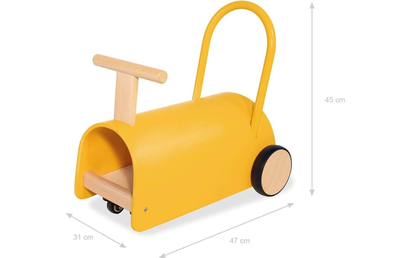 Trotteur porteur enzo en bois - jaune
