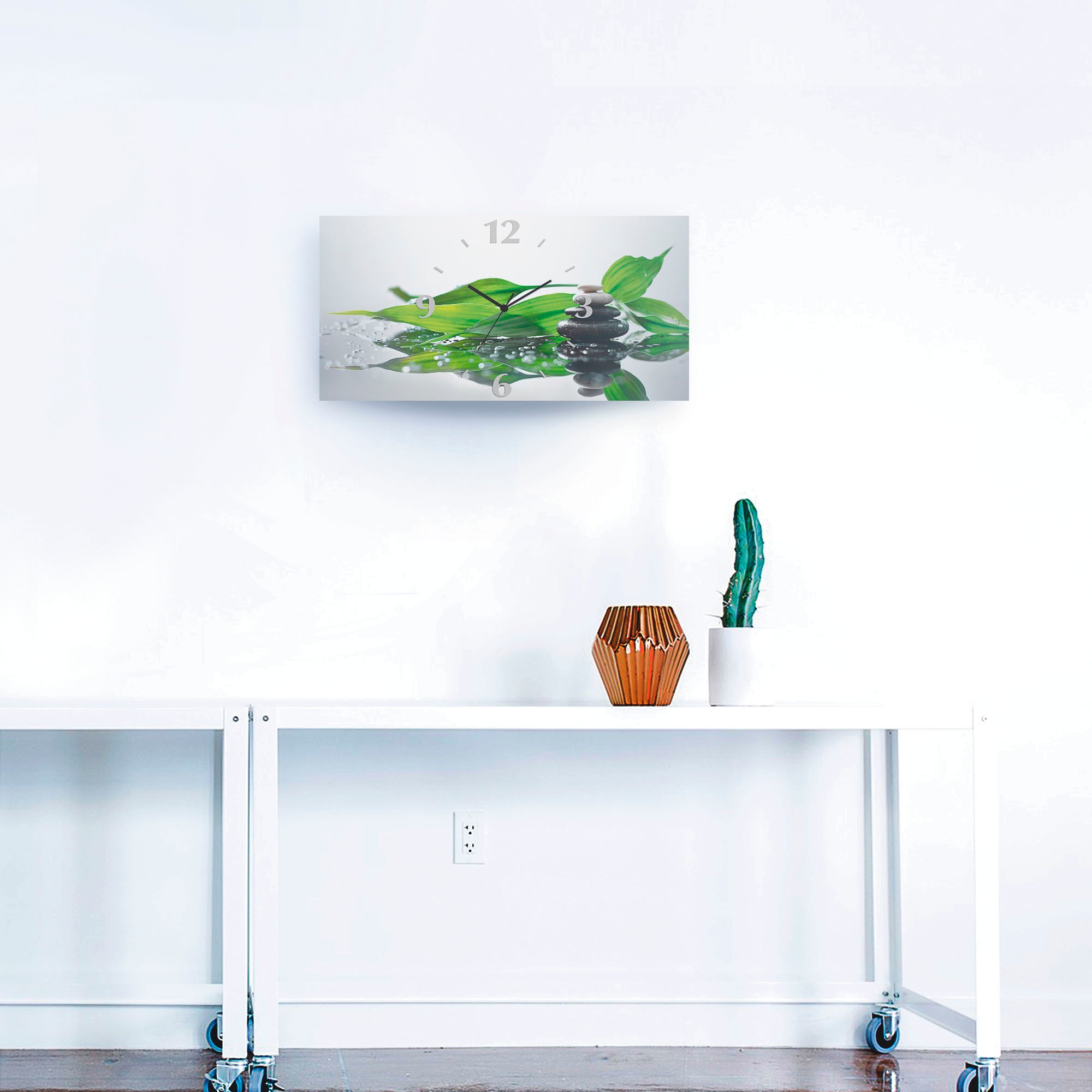 Artland Horloge murale »Spa mit Steinen und Bambus« wahlweise mit Quarz- oder Funkuhrwerk, lautlos ohne Tickgeräusche