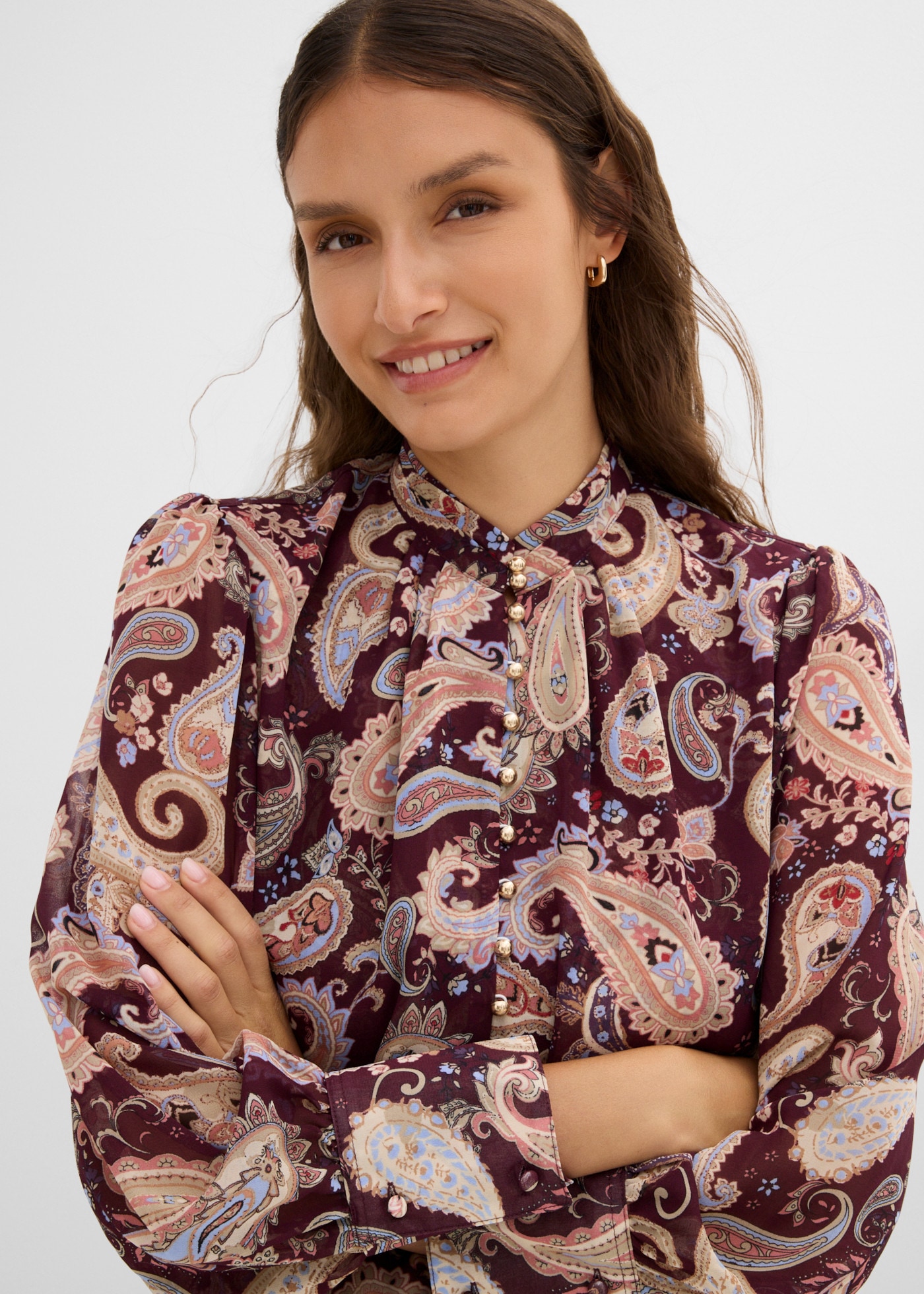 bonprix Chiffonbluse mit Paisley Design, Loose Fit, festlich