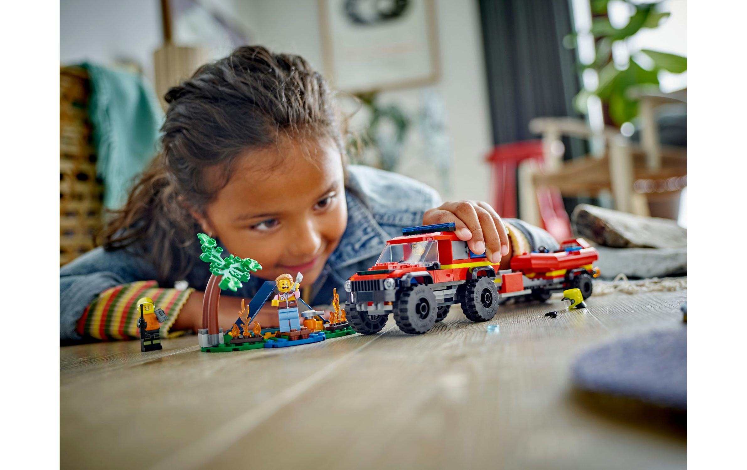 LEGO® Spielbausteine »Feuerwehrgeländewagen mit Rettungsboot 60412«, (301 St.)