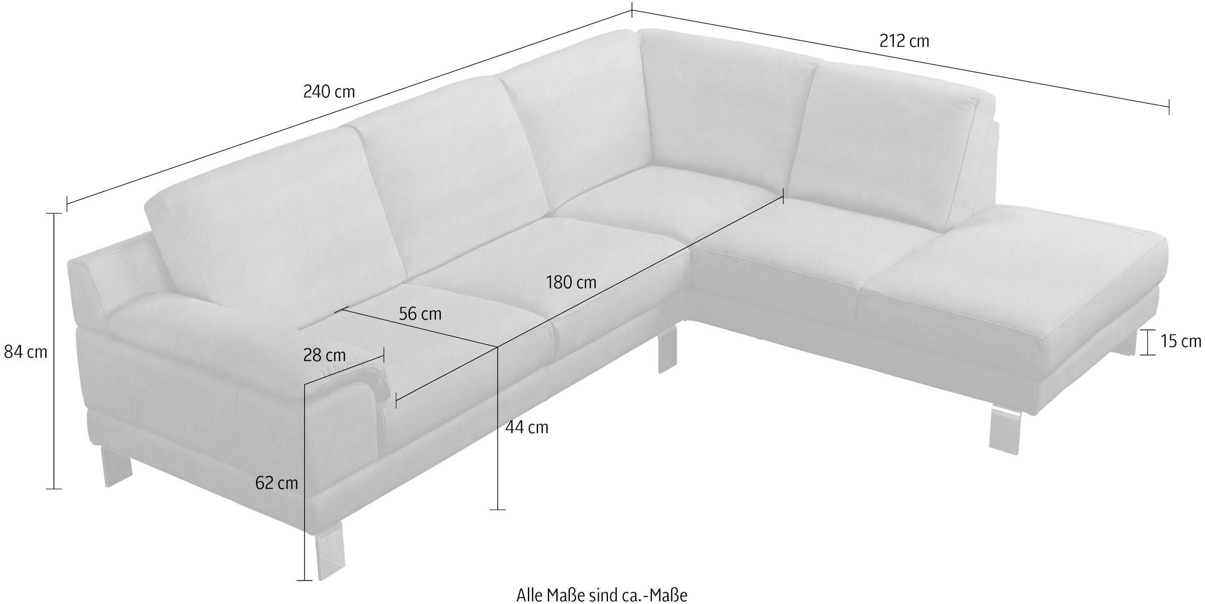 Egoitaliano Ecksofa »Shakira, Design und Sitzkomfort auf hohem Niveau, tolle Details«, mit Ottomane, L-Form, elegante Metallfüsse