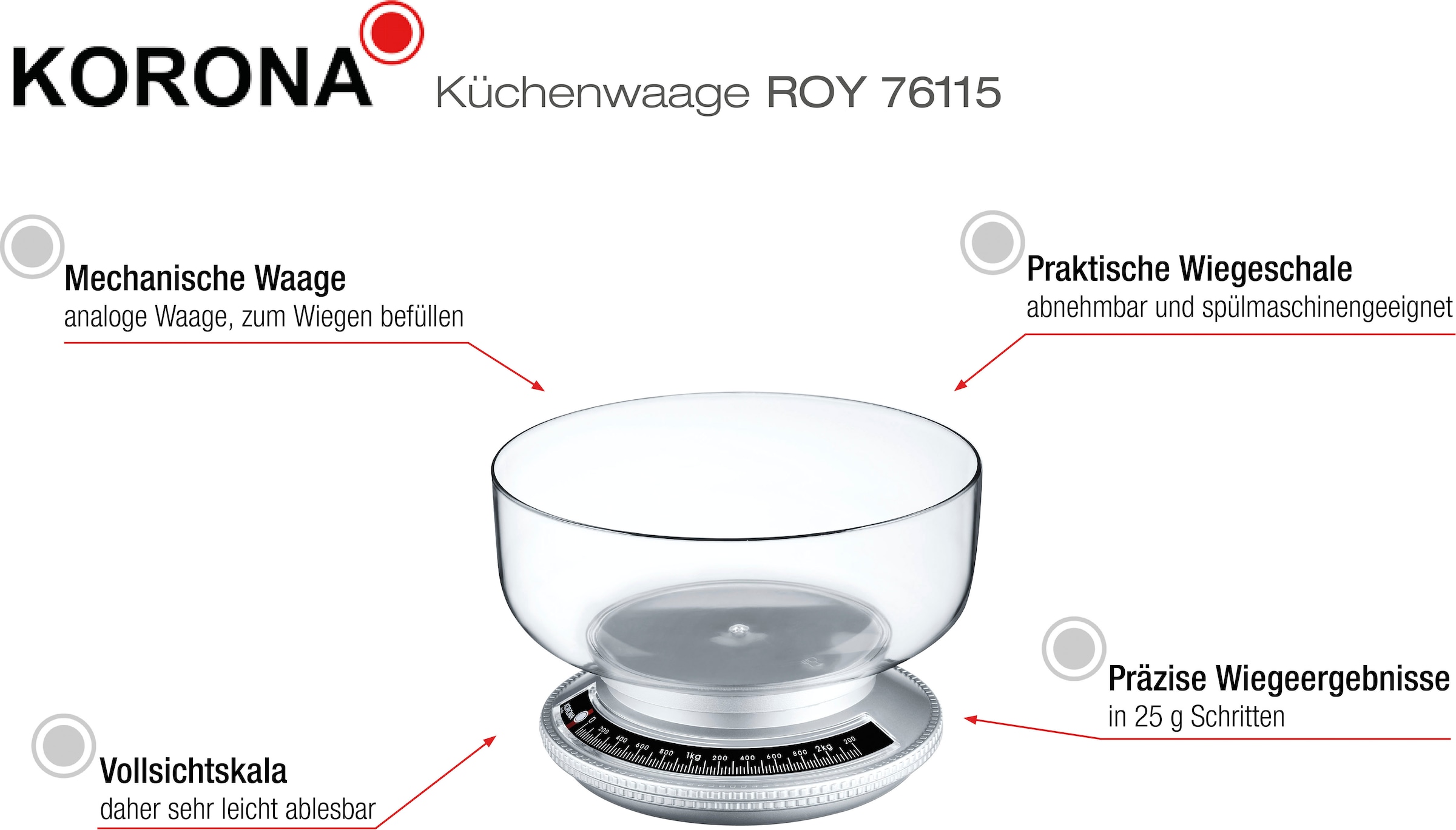 KORONA Küchenwaage »Roy«, (2 tlg.), in 2 Farben